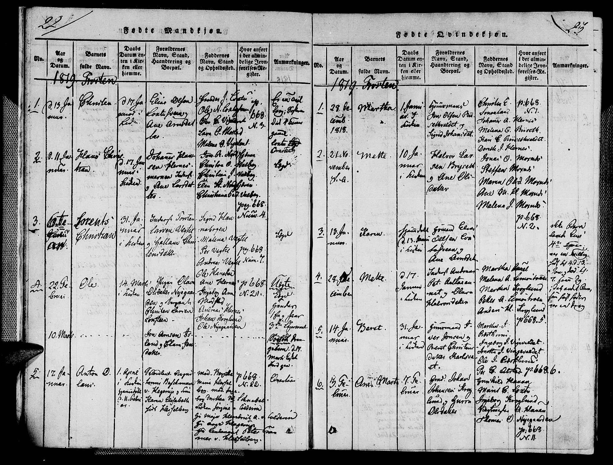 Ministerialprotokoller, klokkerbøker og fødselsregistre - Nord-Trøndelag, AV/SAT-A-1458/713/L0112: Ministerialbok nr. 713A04 /1, 1817-1827, s. 22-23