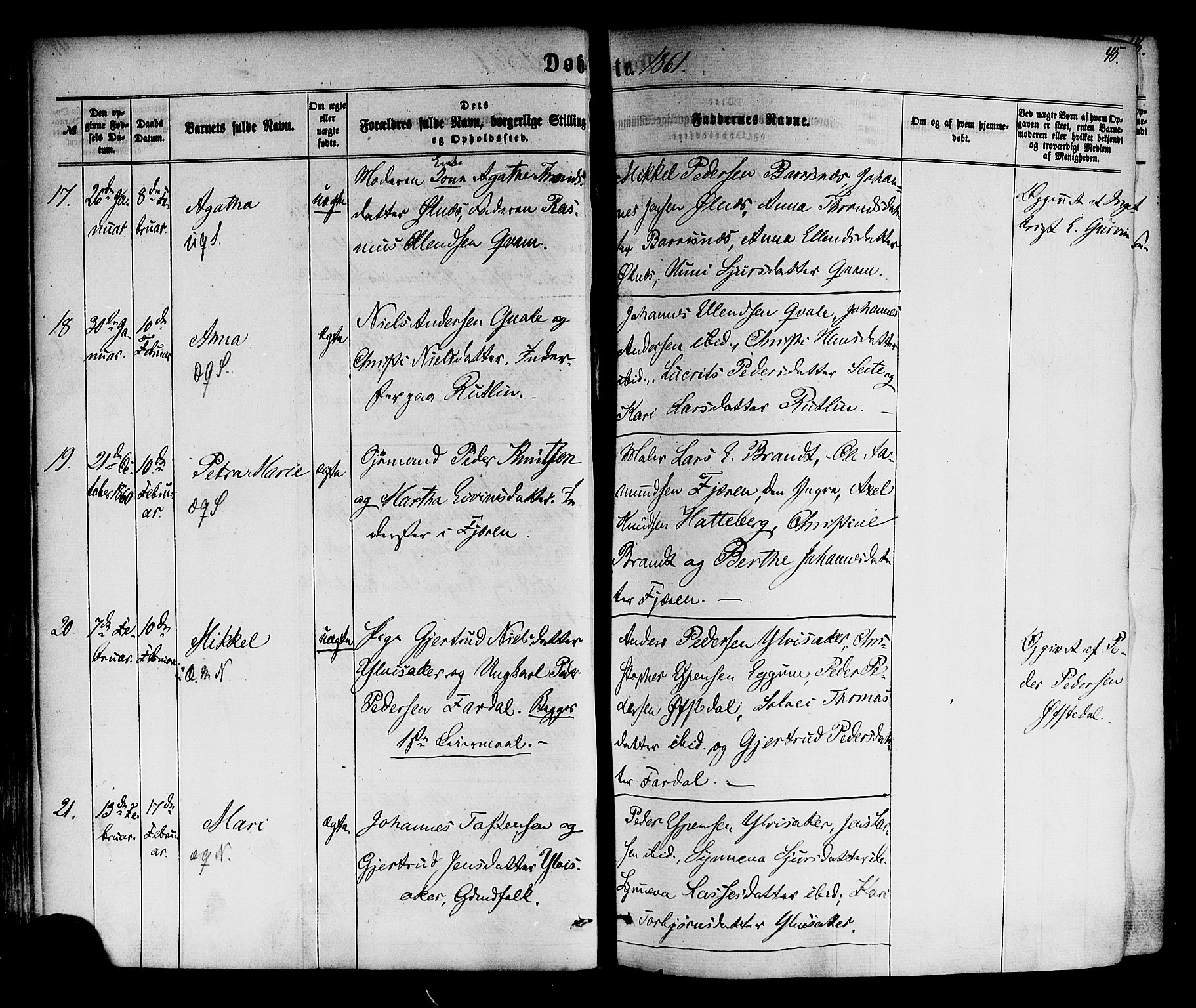 Sogndal sokneprestembete, AV/SAB-A-81301/H/Haa/Haaa/L0013: Ministerialbok nr. A 13, 1859-1877, s. 45