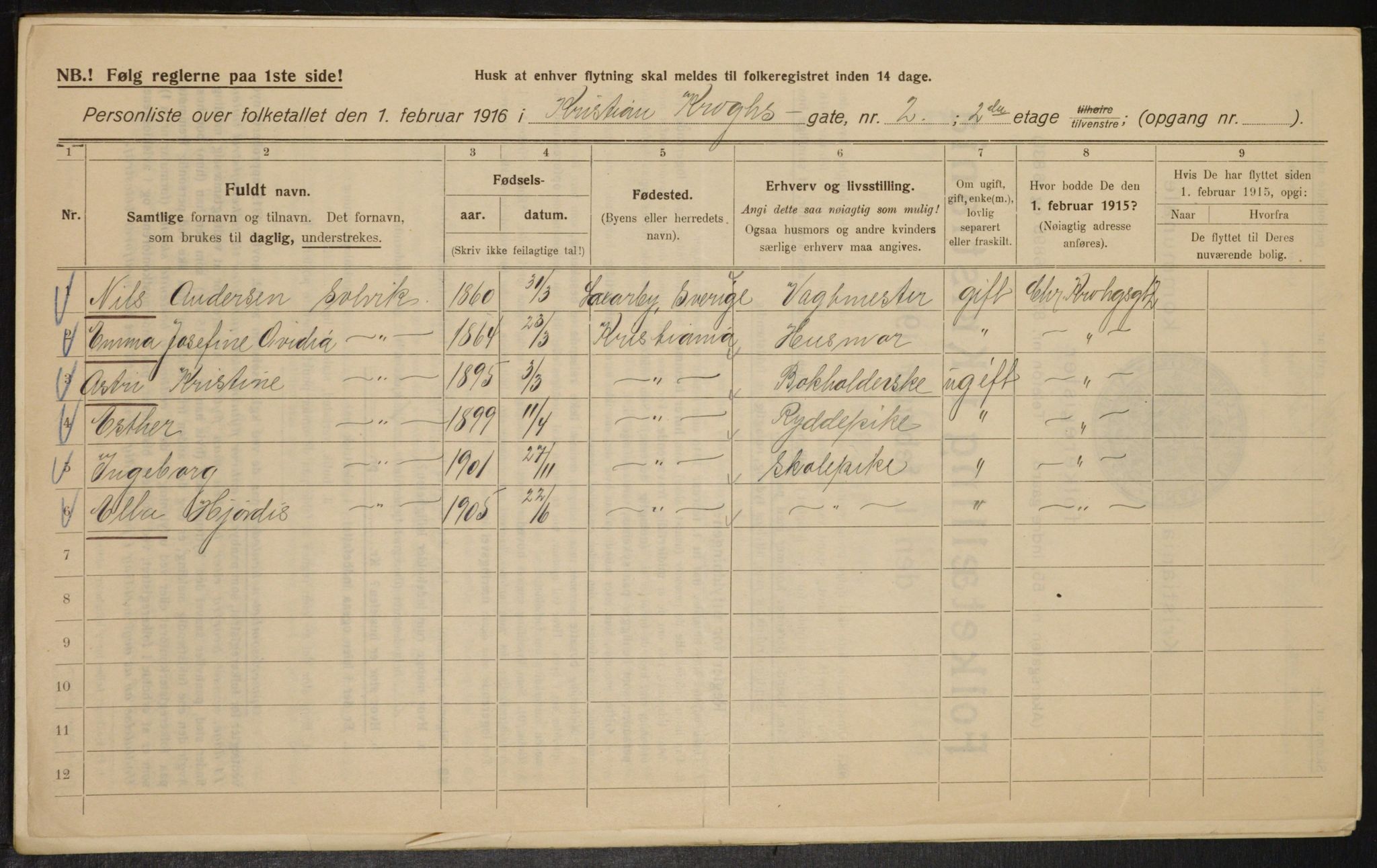 OBA, Kommunal folketelling 1.2.1916 for Kristiania, 1916, s. 11832