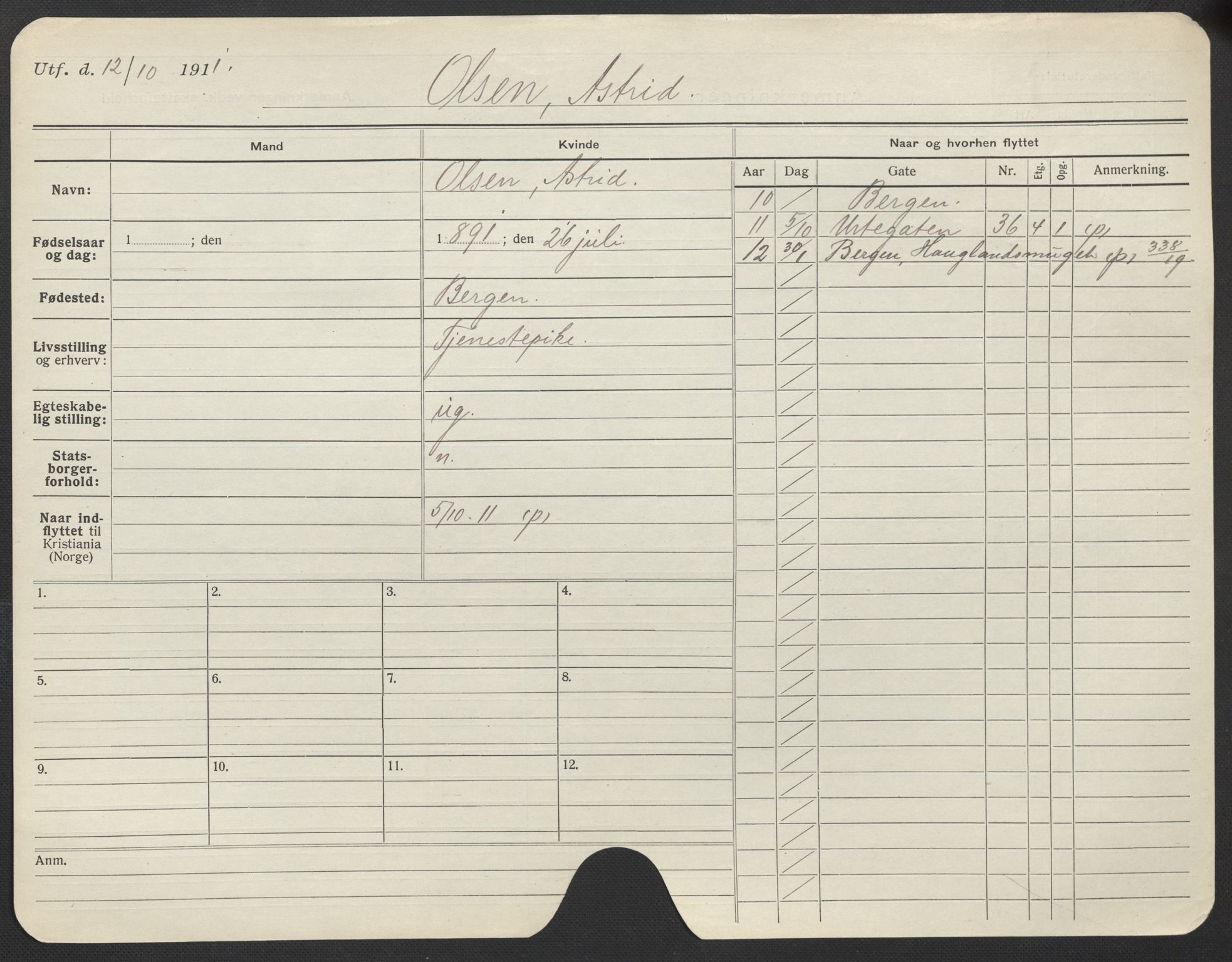 Oslo folkeregister, Registerkort, AV/SAO-A-11715/F/Fa/Fac/L0021: Kvinner, 1906-1914, s. 944a