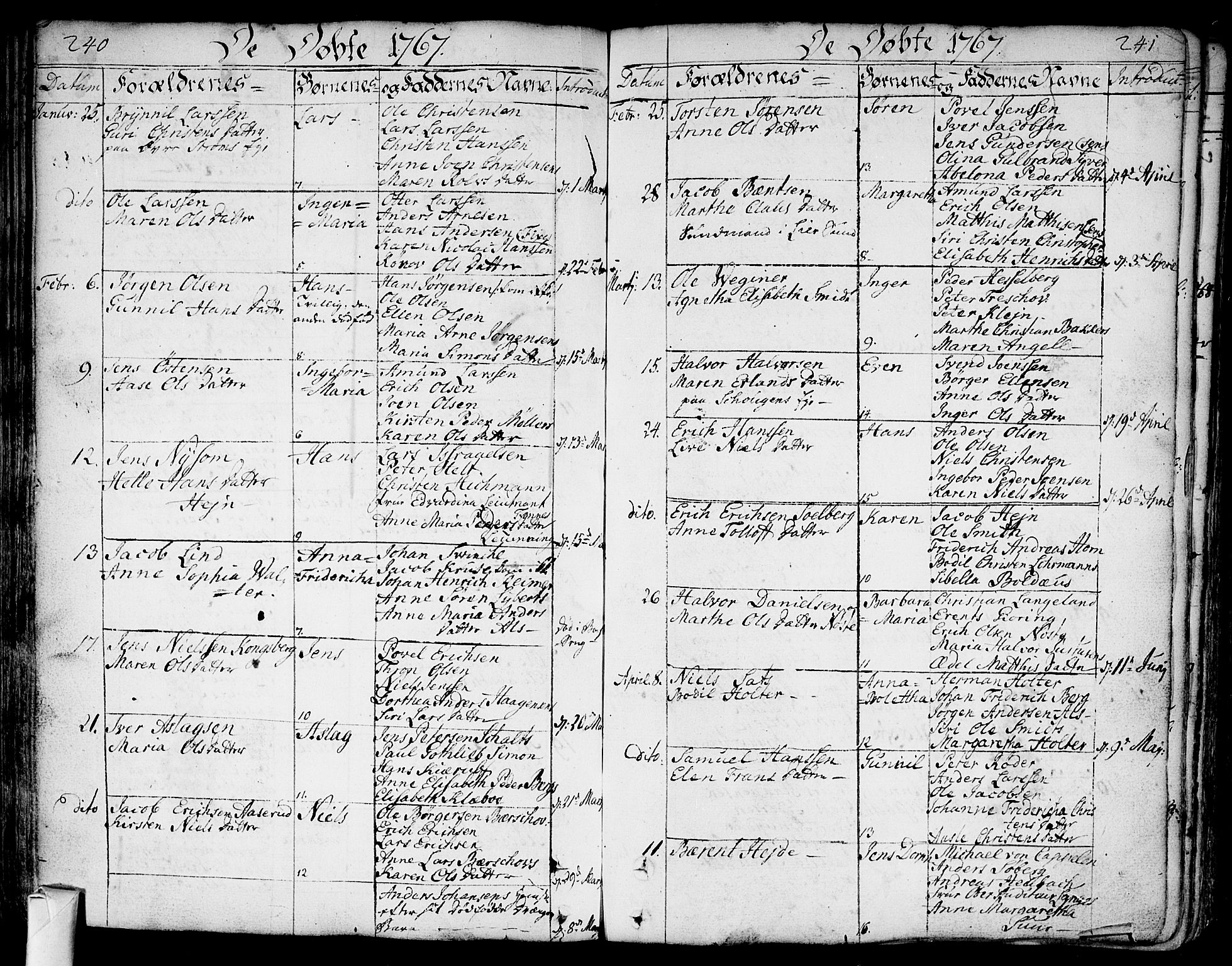 Bragernes kirkebøker, SAKO/A-6/F/Fa/L0005: Ministerialbok nr. I 5, 1759-1781, s. 240-241