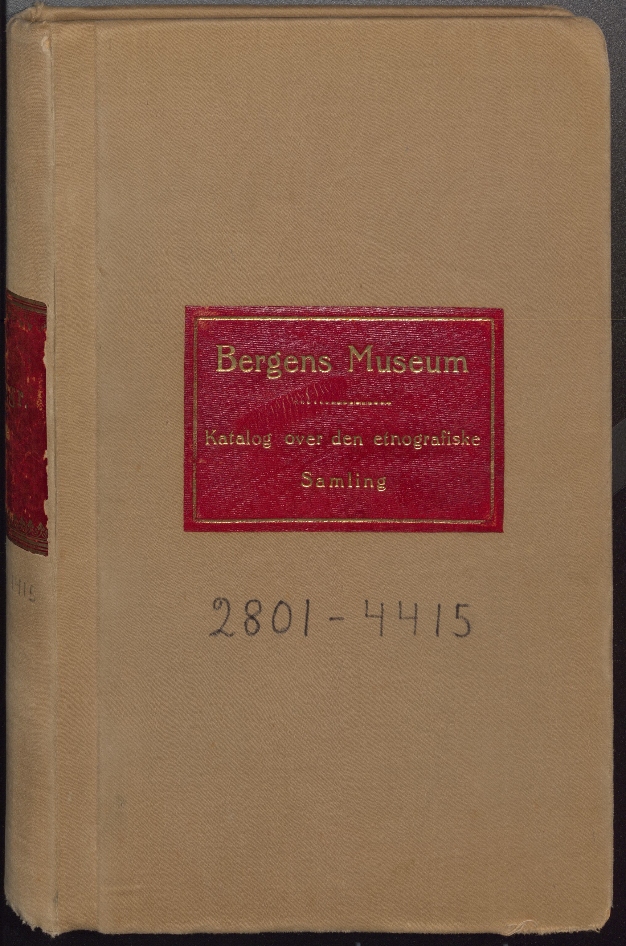 Etnografisk arkiv, UMB/A-004/F/Fa/L0002: Bergens Museum. Katalog over den etnografiske samling 2801 - 4415, 1857-1924