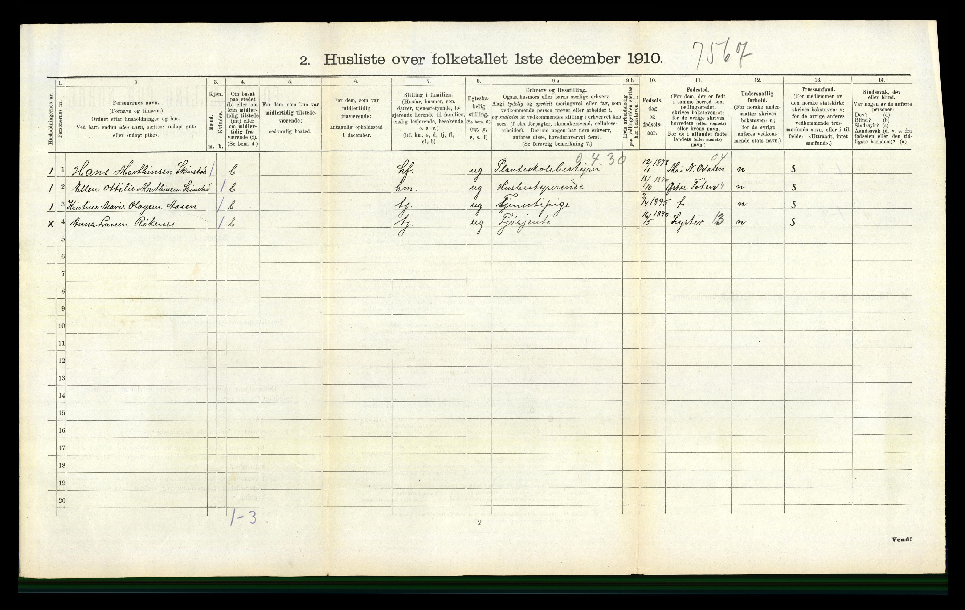 RA, Folketelling 1910 for 1243 Os herred, 1910, s. 113