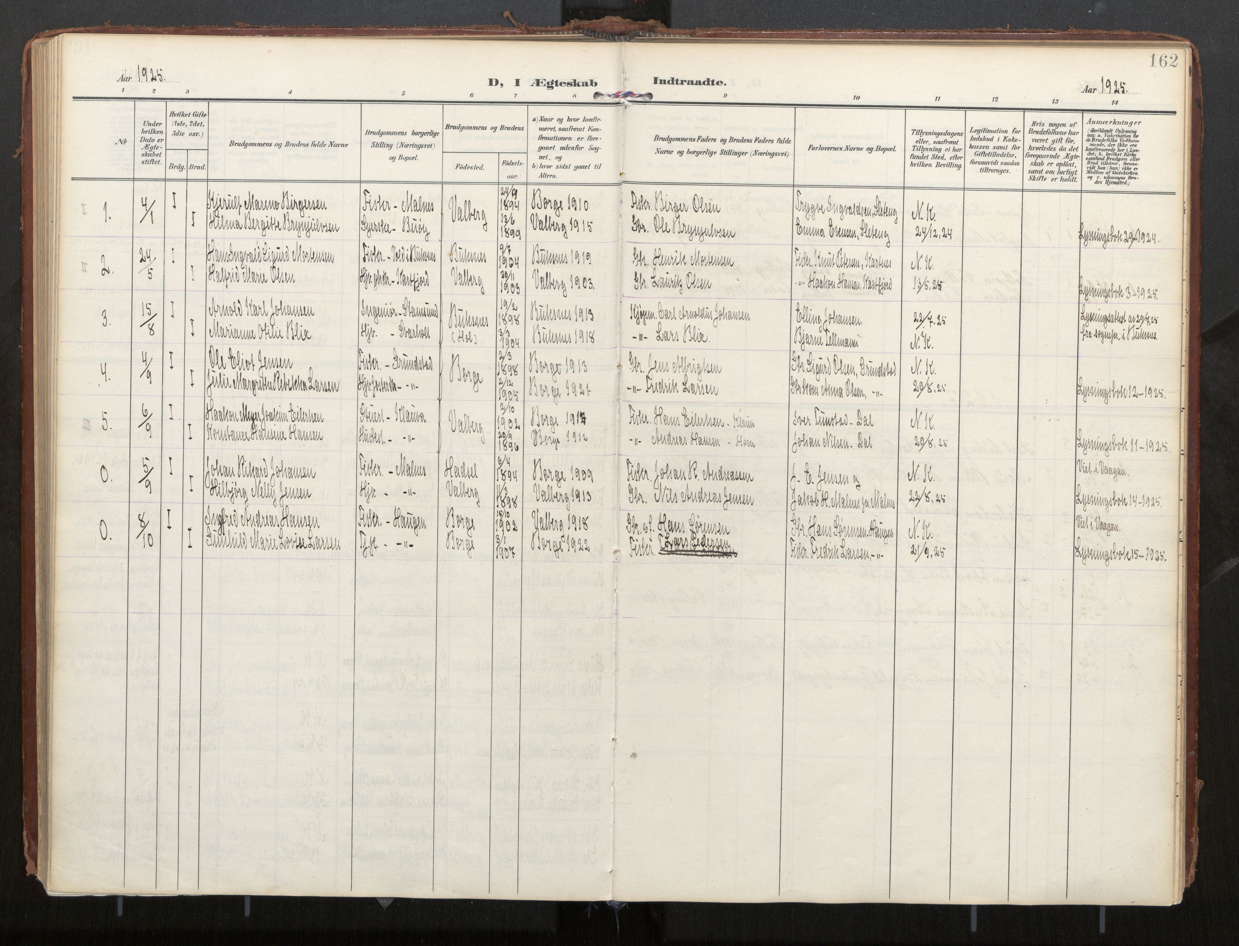 Ministerialprotokoller, klokkerbøker og fødselsregistre - Nordland, AV/SAT-A-1459/884/L1194: Ministerialbok nr. 884A02, 1906-1937, s. 162