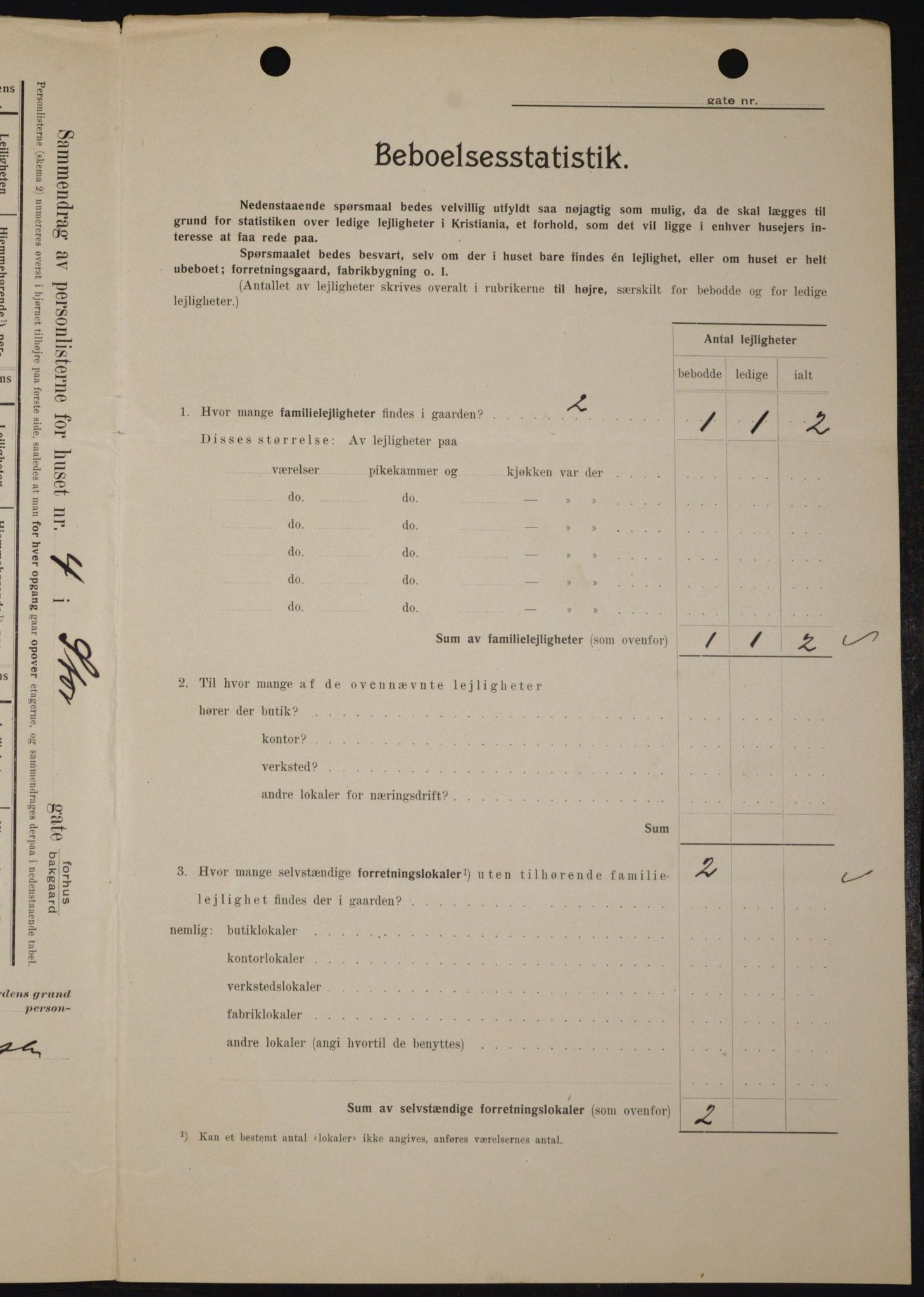 OBA, Kommunal folketelling 1.2.1909 for Kristiania kjøpstad, 1909, s. 93016