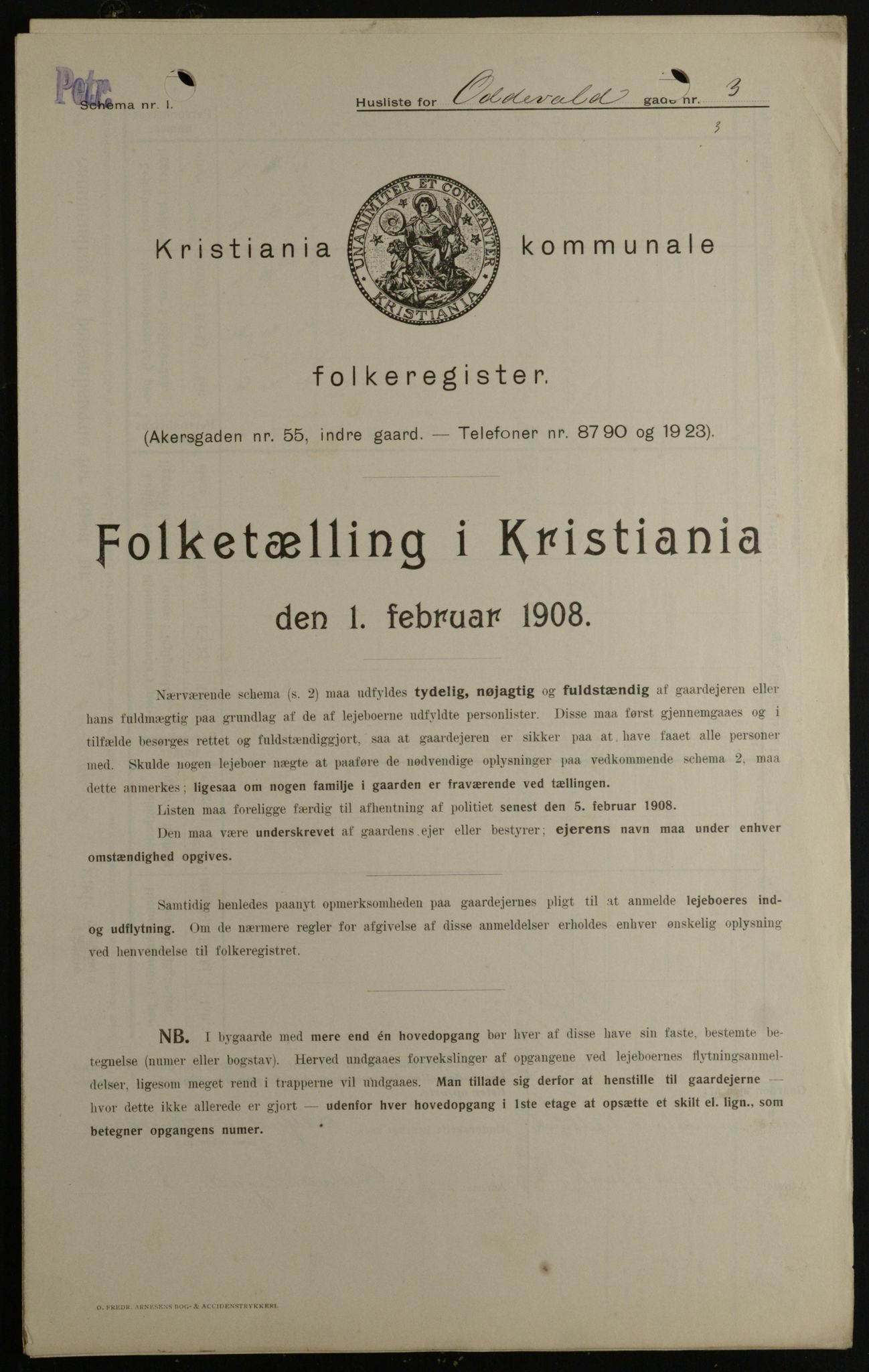 OBA, Kommunal folketelling 1.2.1908 for Kristiania kjøpstad, 1908, s. 66921