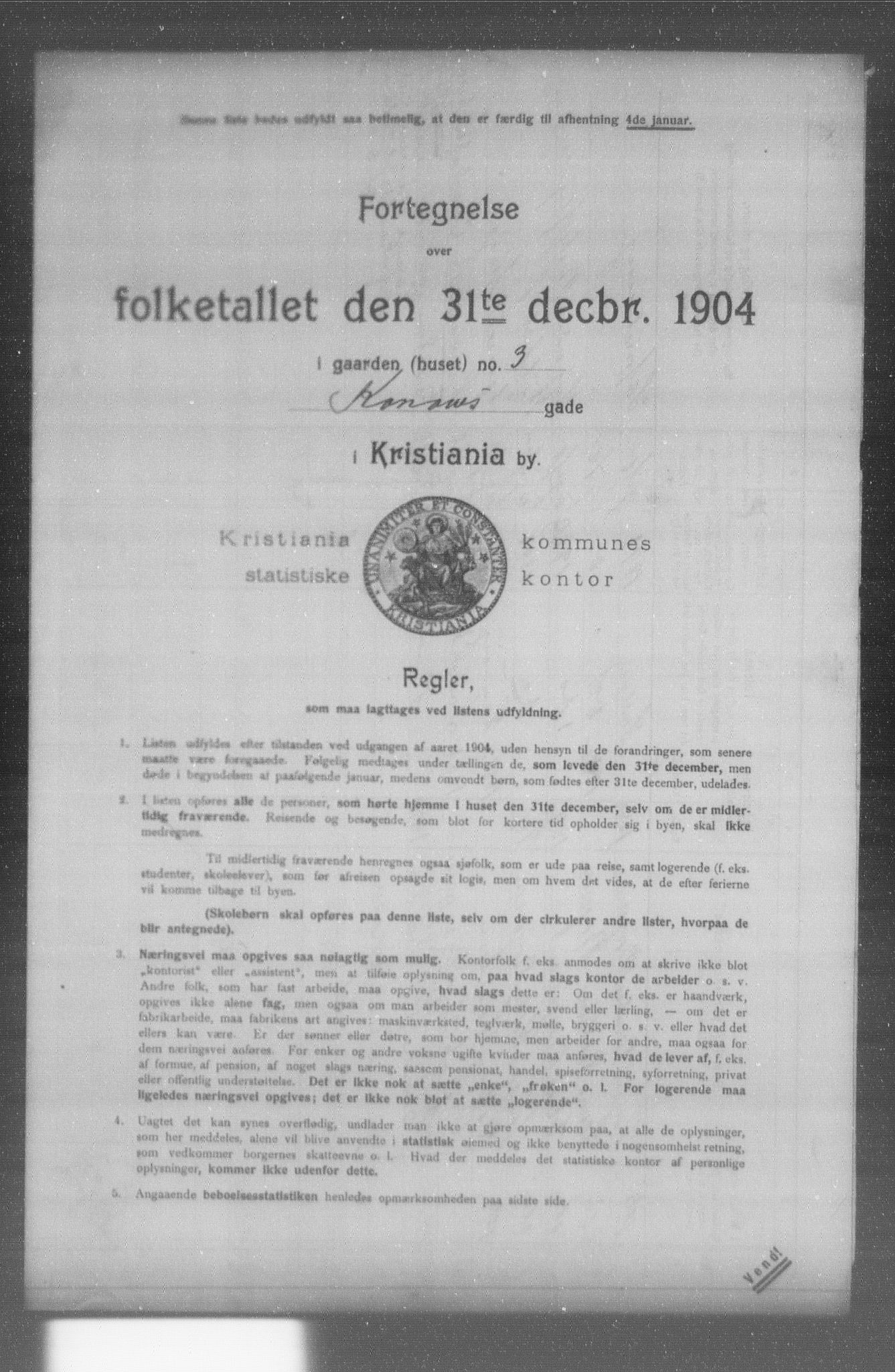 OBA, Kommunal folketelling 31.12.1904 for Kristiania kjøpstad, 1904, s. 10191