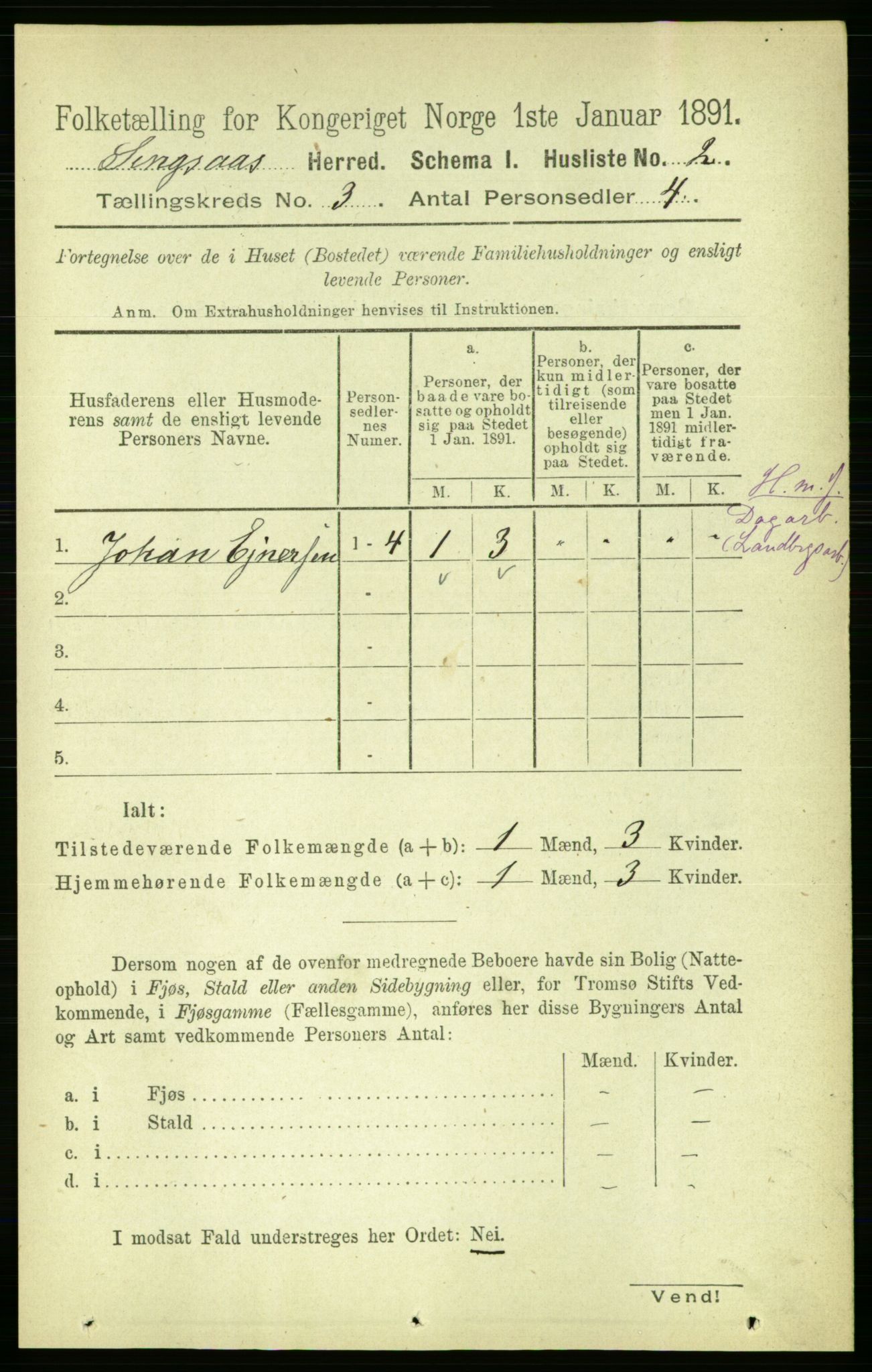 RA, Folketelling 1891 for 1646 Singsås herred, 1891, s. 503