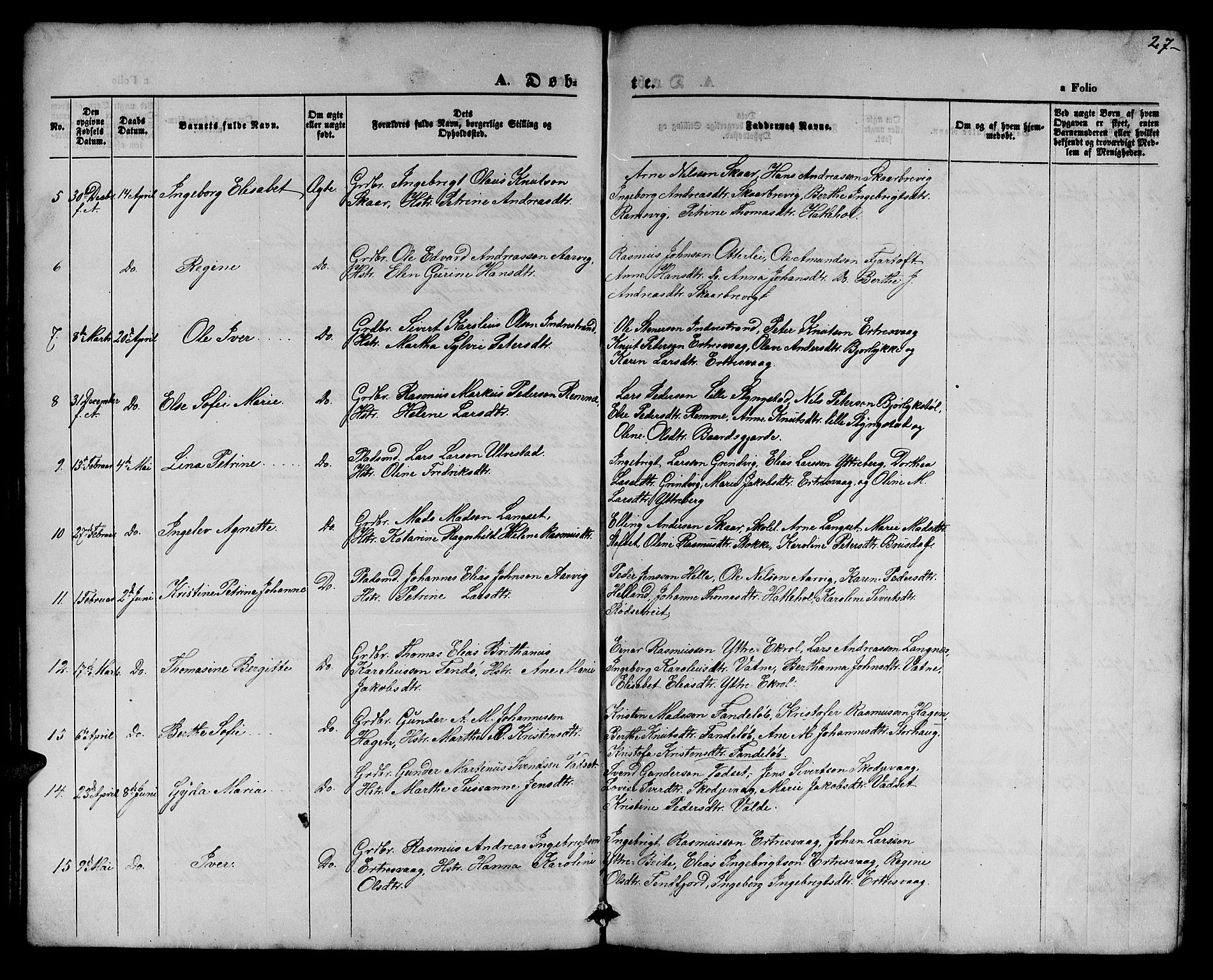 Ministerialprotokoller, klokkerbøker og fødselsregistre - Møre og Romsdal, AV/SAT-A-1454/525/L0375: Klokkerbok nr. 525C01, 1865-1879, s. 27