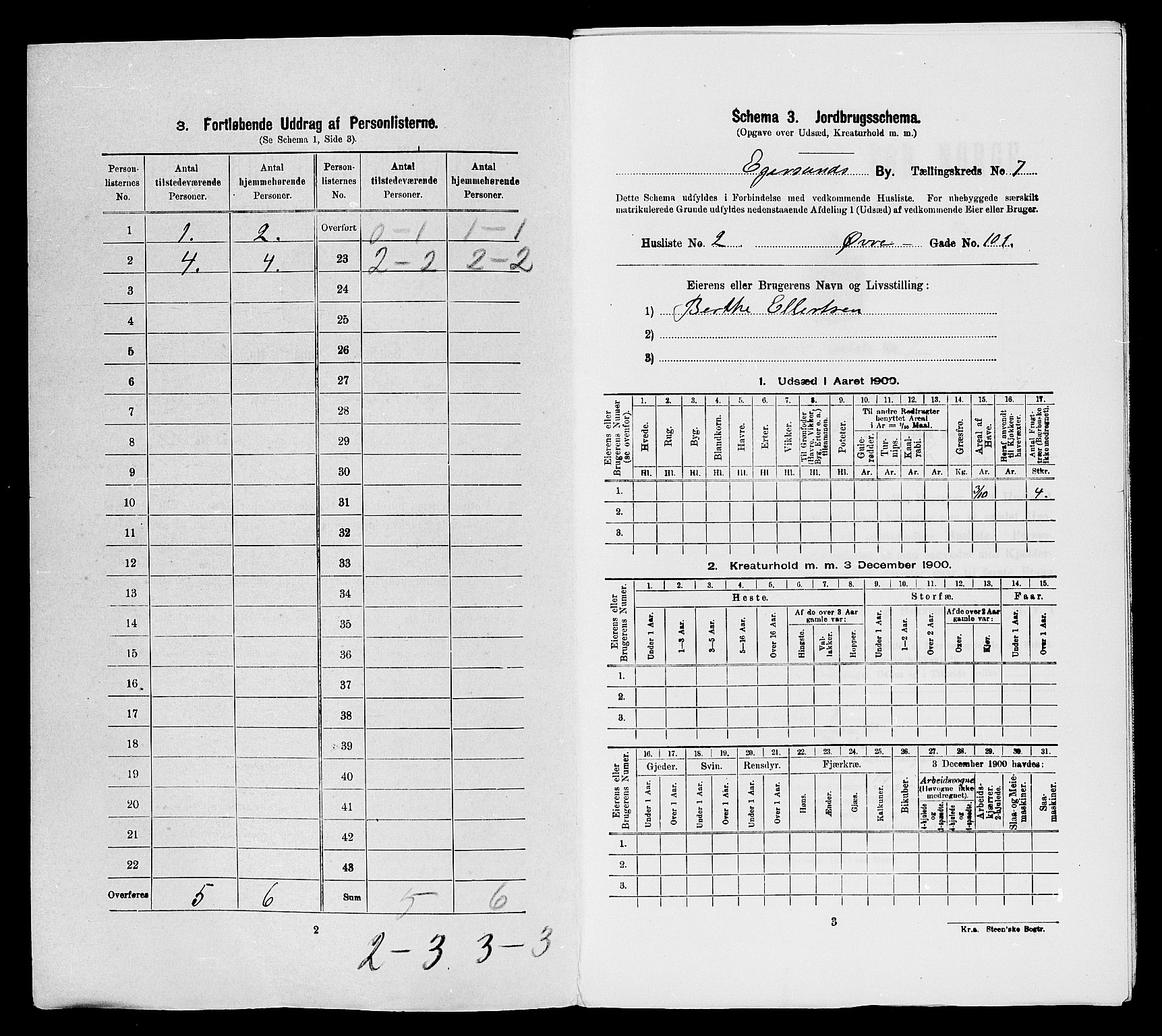 SAST, Folketelling 1900 for 1101 Egersund ladested, 1900, s. 611