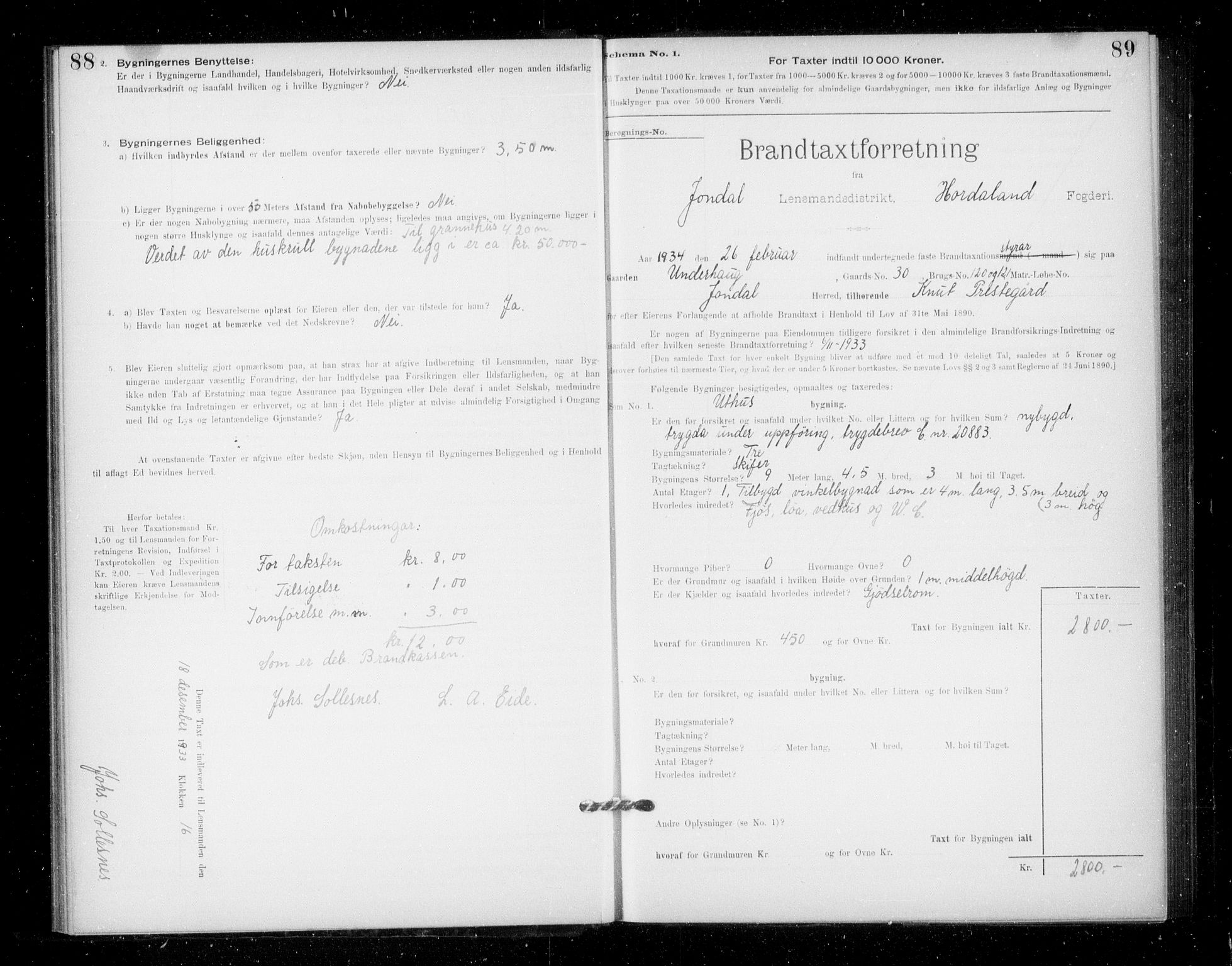 Lensmannen i Jondal, SAB/A-33101/0012/L0005: Branntakstprotokoll, skjematakst, 1894-1951, s. 88-89