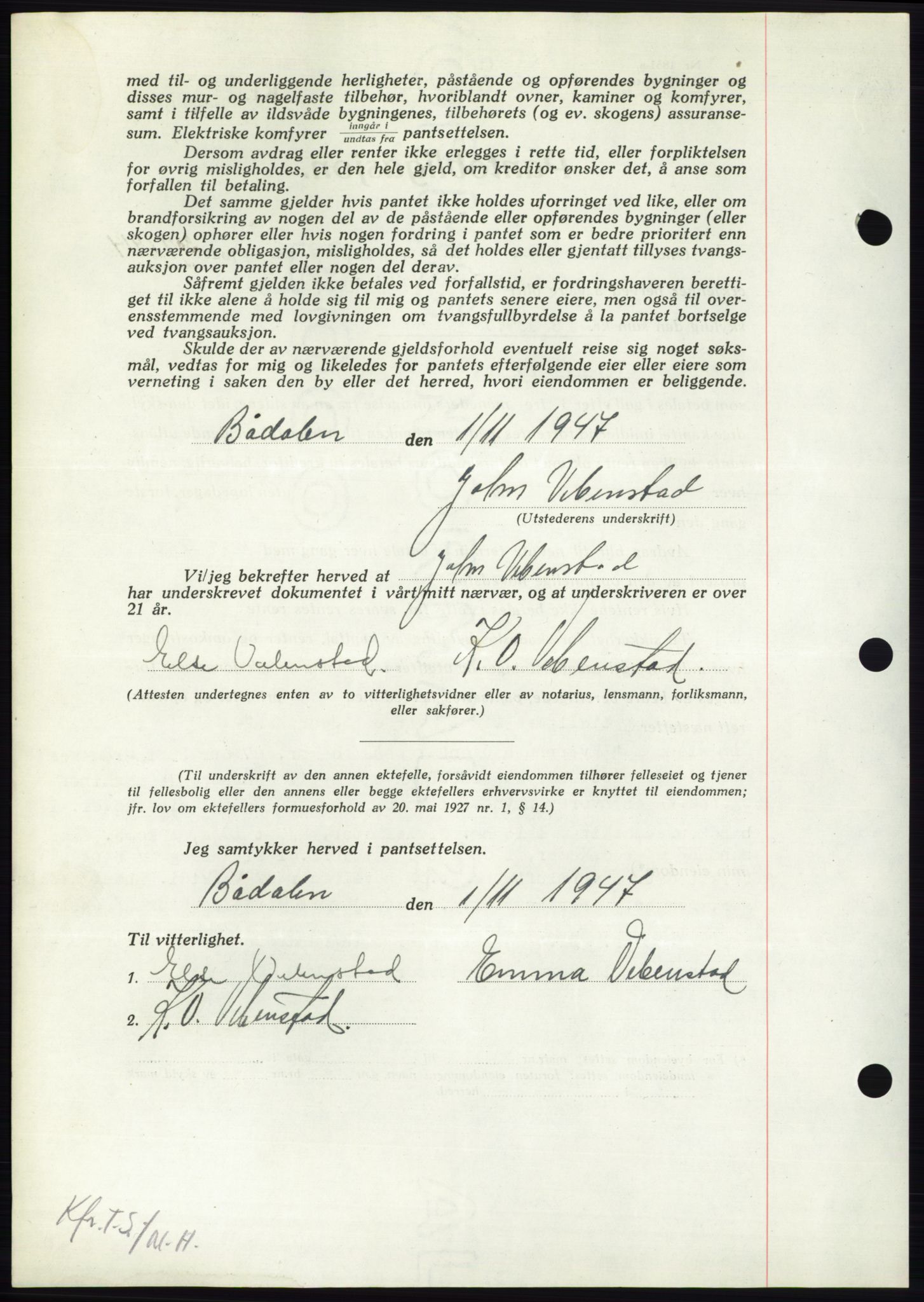 Nordmøre sorenskriveri, AV/SAT-A-4132/1/2/2Ca: Pantebok nr. B97, 1947-1948, Dagboknr: 2694/1947