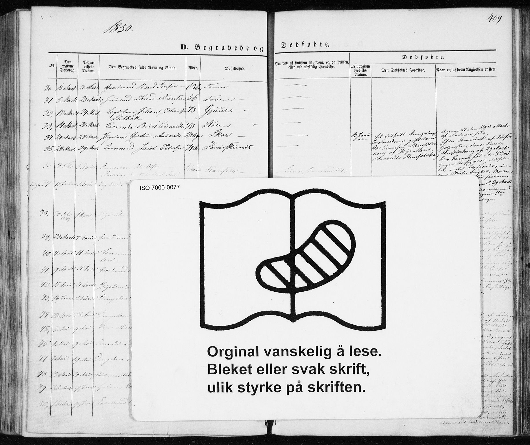 Ministerialprotokoller, klokkerbøker og fødselsregistre - Møre og Romsdal, AV/SAT-A-1454/586/L0984: Ministerialbok nr. 586A10, 1844-1856, s. 409