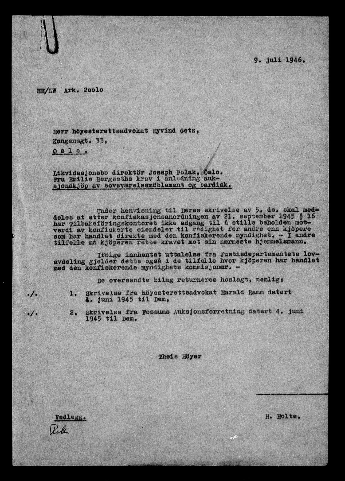 Justisdepartementet, Tilbakeføringskontoret for inndratte formuer, AV/RA-S-1564/H/Hc/Hcc/L0970: --, 1945-1947, s. 269