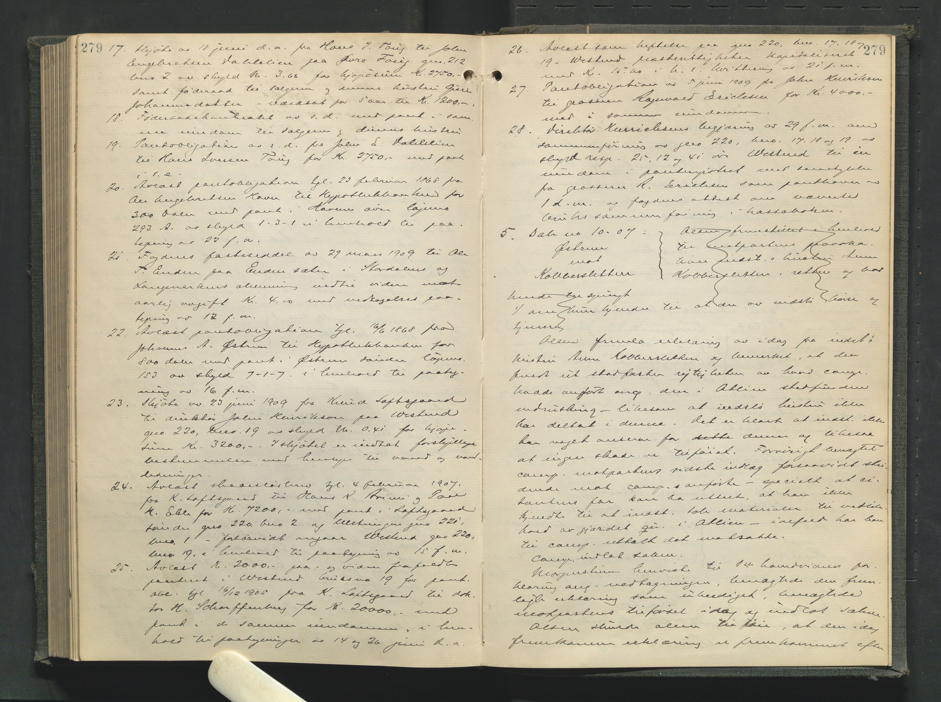 Nord-Gudbrandsdal tingrett, AV/SAH-TING-002/G/Gb/L0029: Tingbok, 1906-1909, s. 279