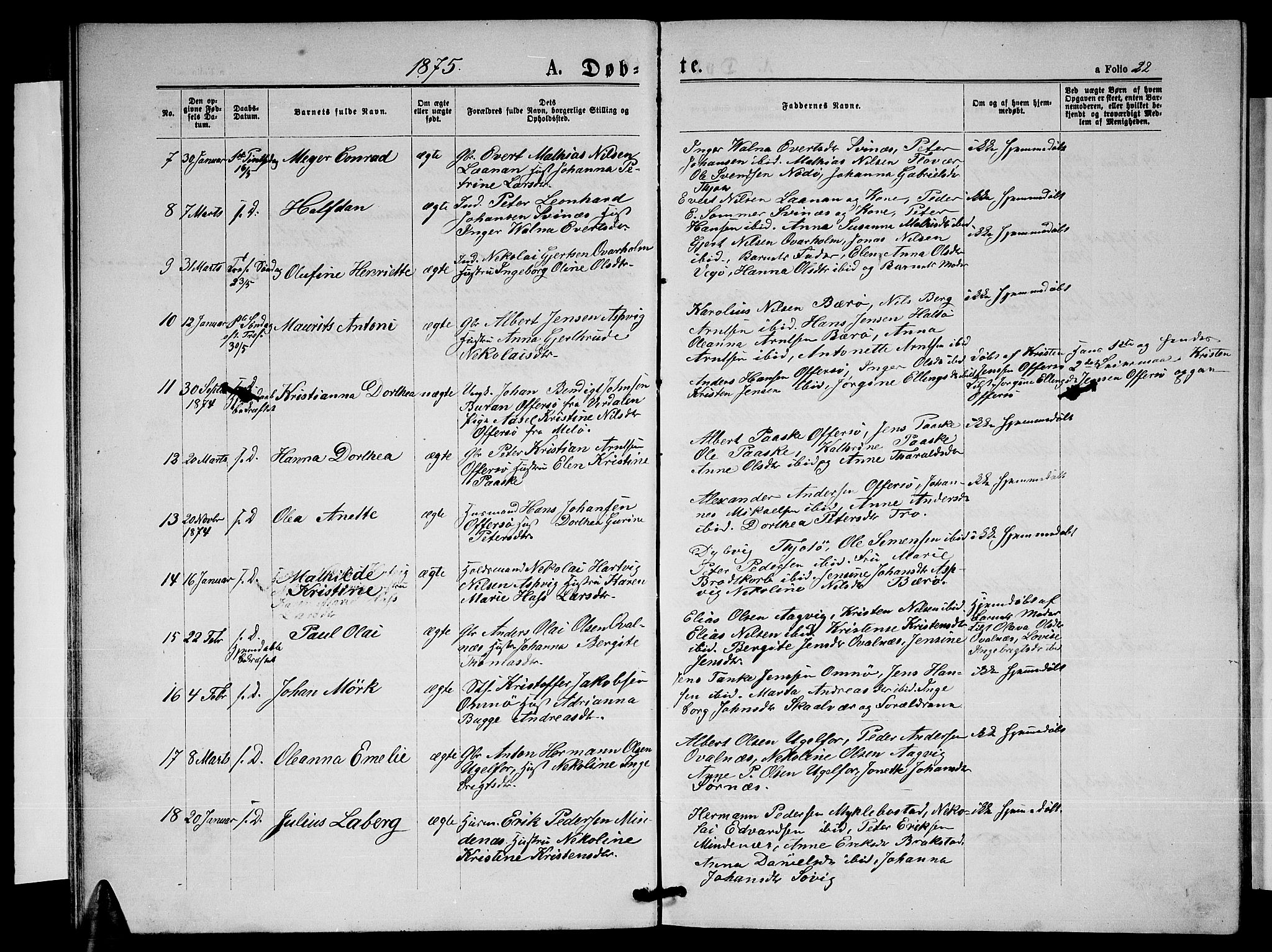 Ministerialprotokoller, klokkerbøker og fødselsregistre - Nordland, AV/SAT-A-1459/817/L0267: Klokkerbok nr. 817C02, 1870-1883, s. 22