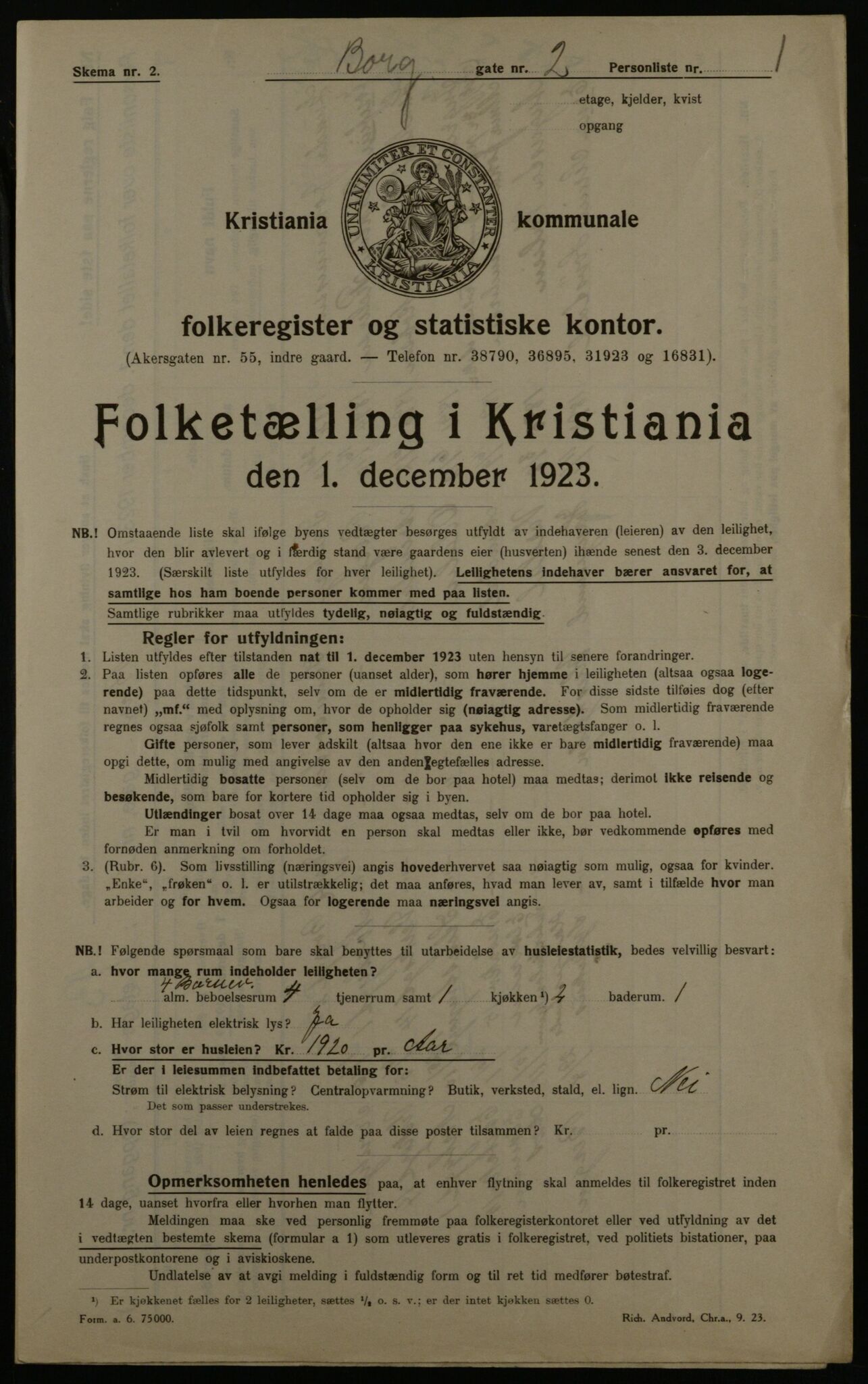 OBA, Kommunal folketelling 1.12.1923 for Kristiania, 1923, s. 8786