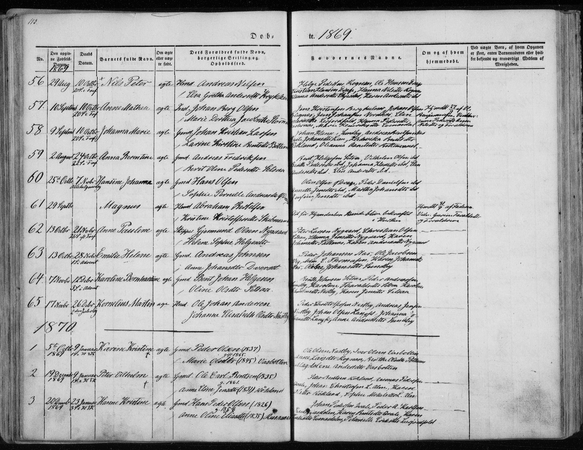 Ministerialprotokoller, klokkerbøker og fødselsregistre - Nordland, AV/SAT-A-1459/847/L0666: Ministerialbok nr. 847A06, 1842-1871, s. 113