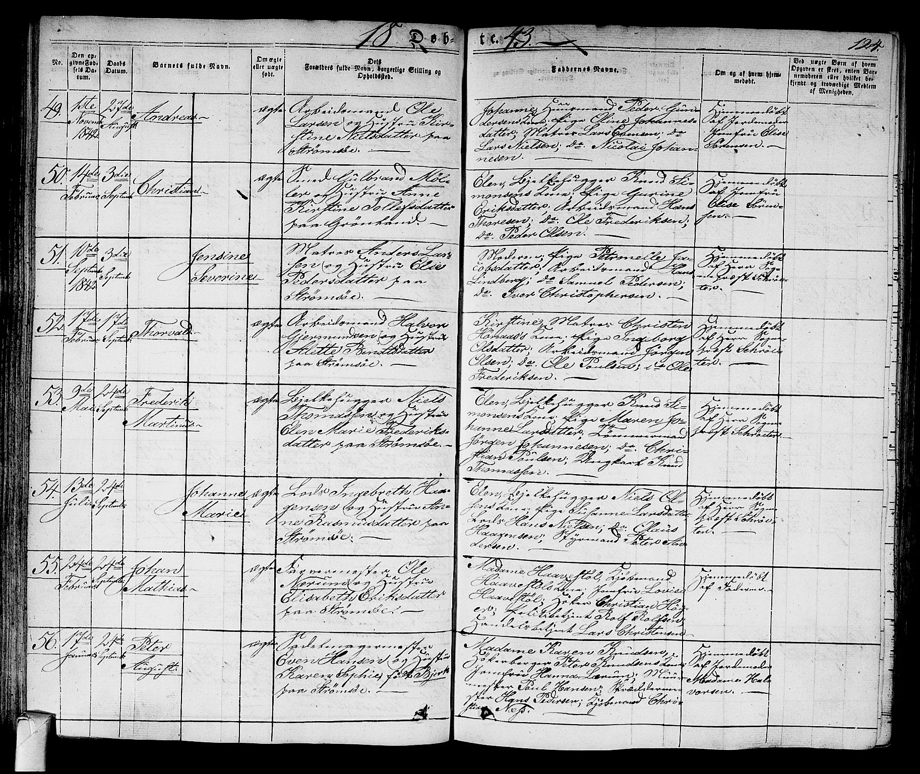 Strømsø kirkebøker, AV/SAKO-A-246/F/Fa/L0012: Ministerialbok nr. I 12, 1830-1847, s. 124