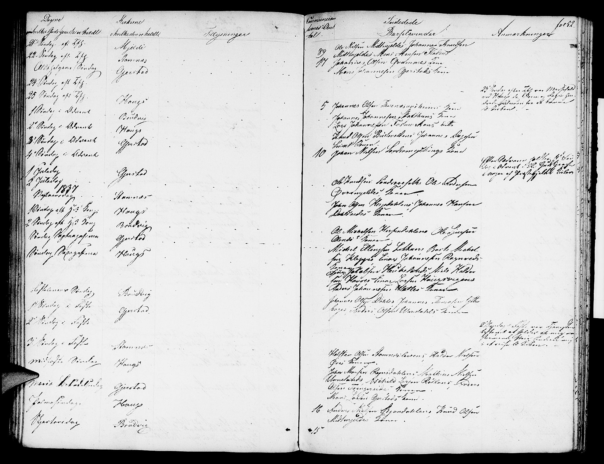 Haus sokneprestembete, SAB/A-75601: Residerende kapellans bok nr. A 1, 1821-1841, s. 52