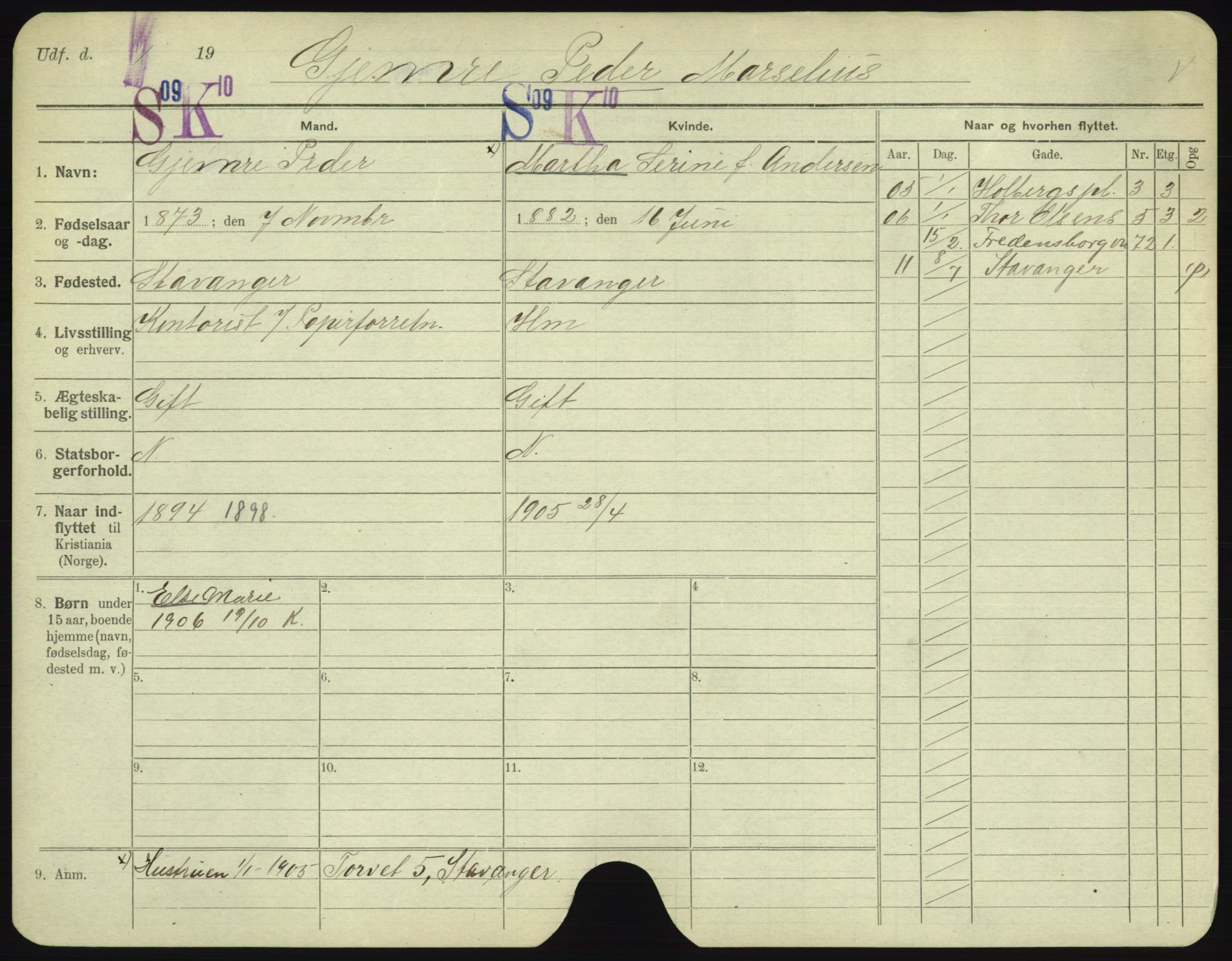 Oslo folkeregister, Registerkort, SAO/A-11715/F/Fa/Fac/L0003: Menn, 1906-1914, s. 452a