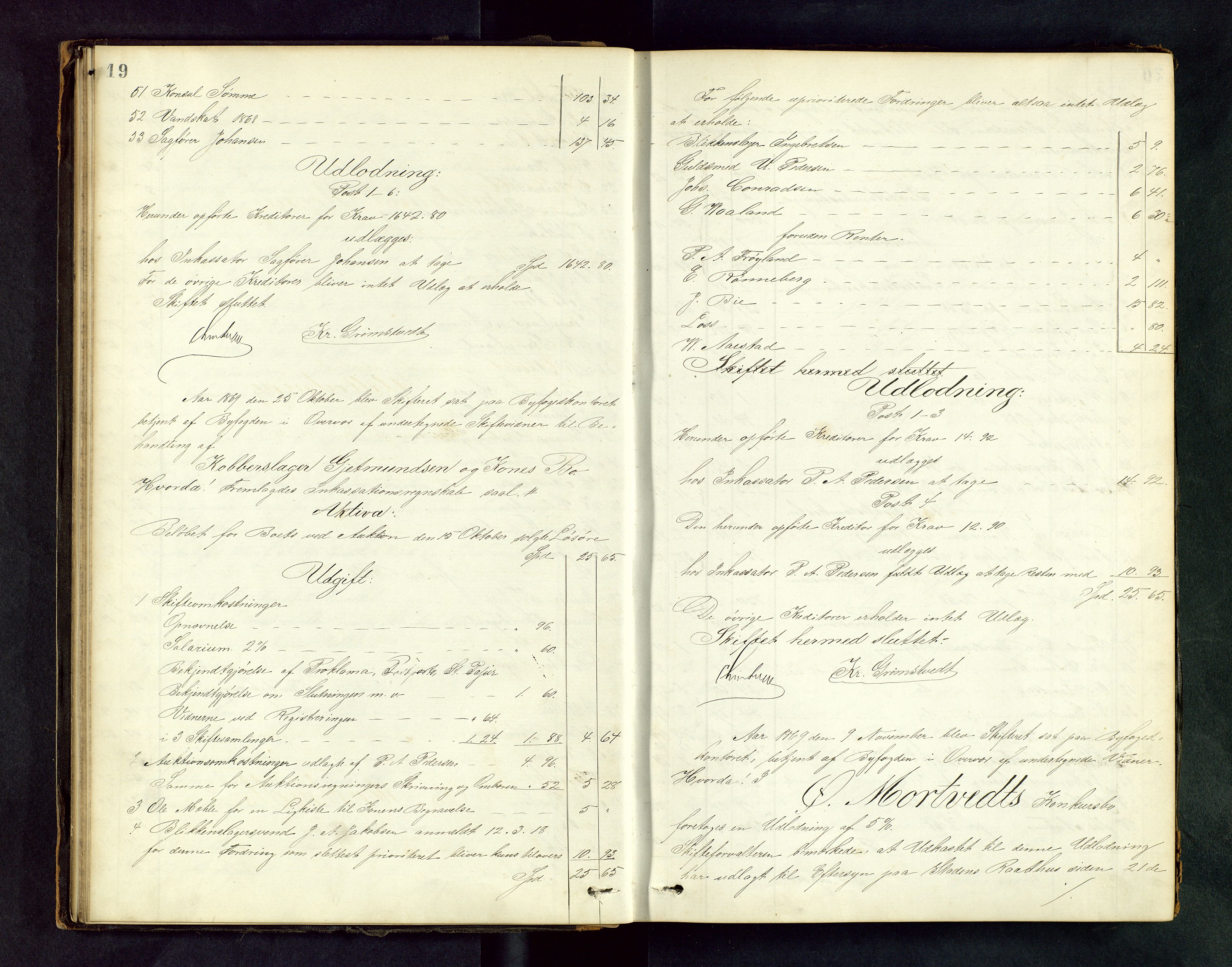 Stavanger byfogd, AV/SAST-A-101408/001/5/50/503BD/L0001: Skifteutlodningsprotokoll, 1869-1871, s. 19