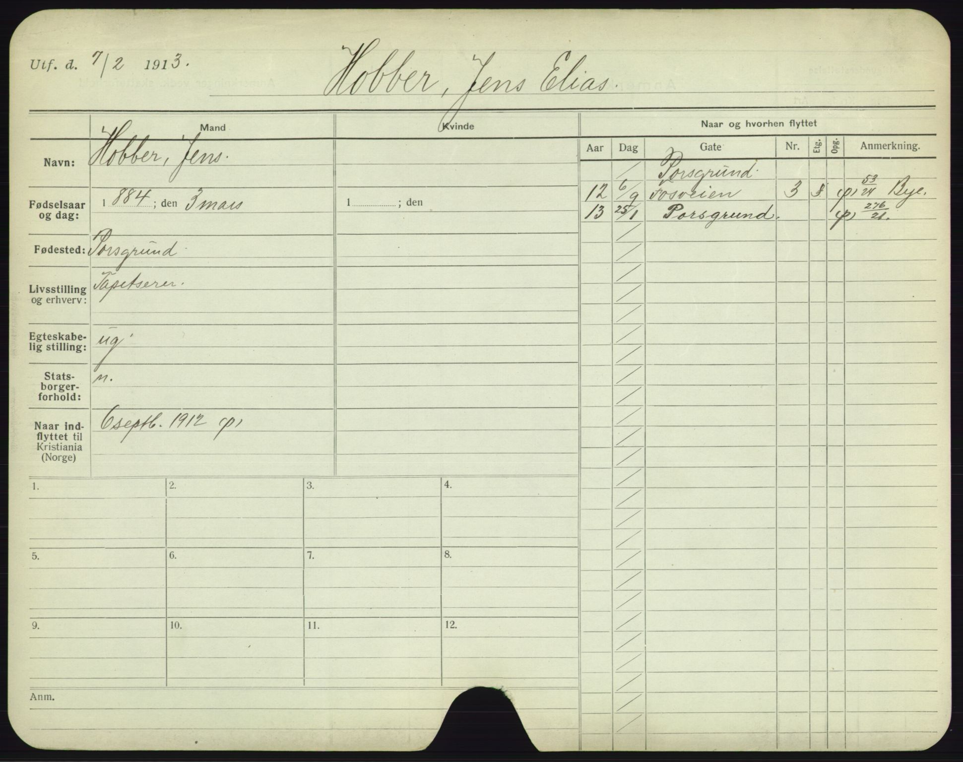 Oslo folkeregister, Registerkort, SAO/A-11715/F/Fa/Fac/L0004: Menn, 1906-1914, s. 799a