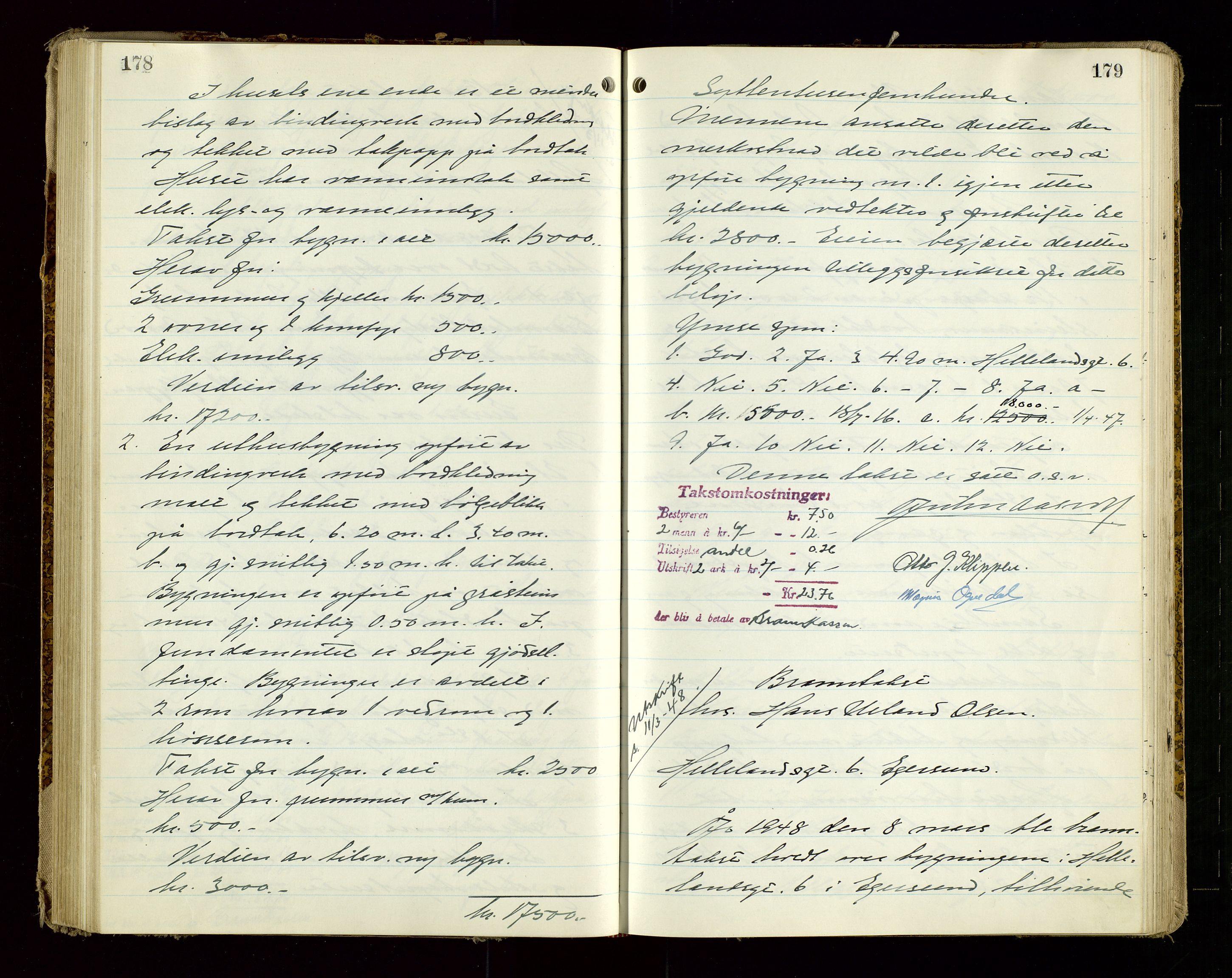 Eigersund lensmannskontor, AV/SAST-A-100171/God/L0013: "Branntakstprotokoll", 1944-1951, s. 178-179