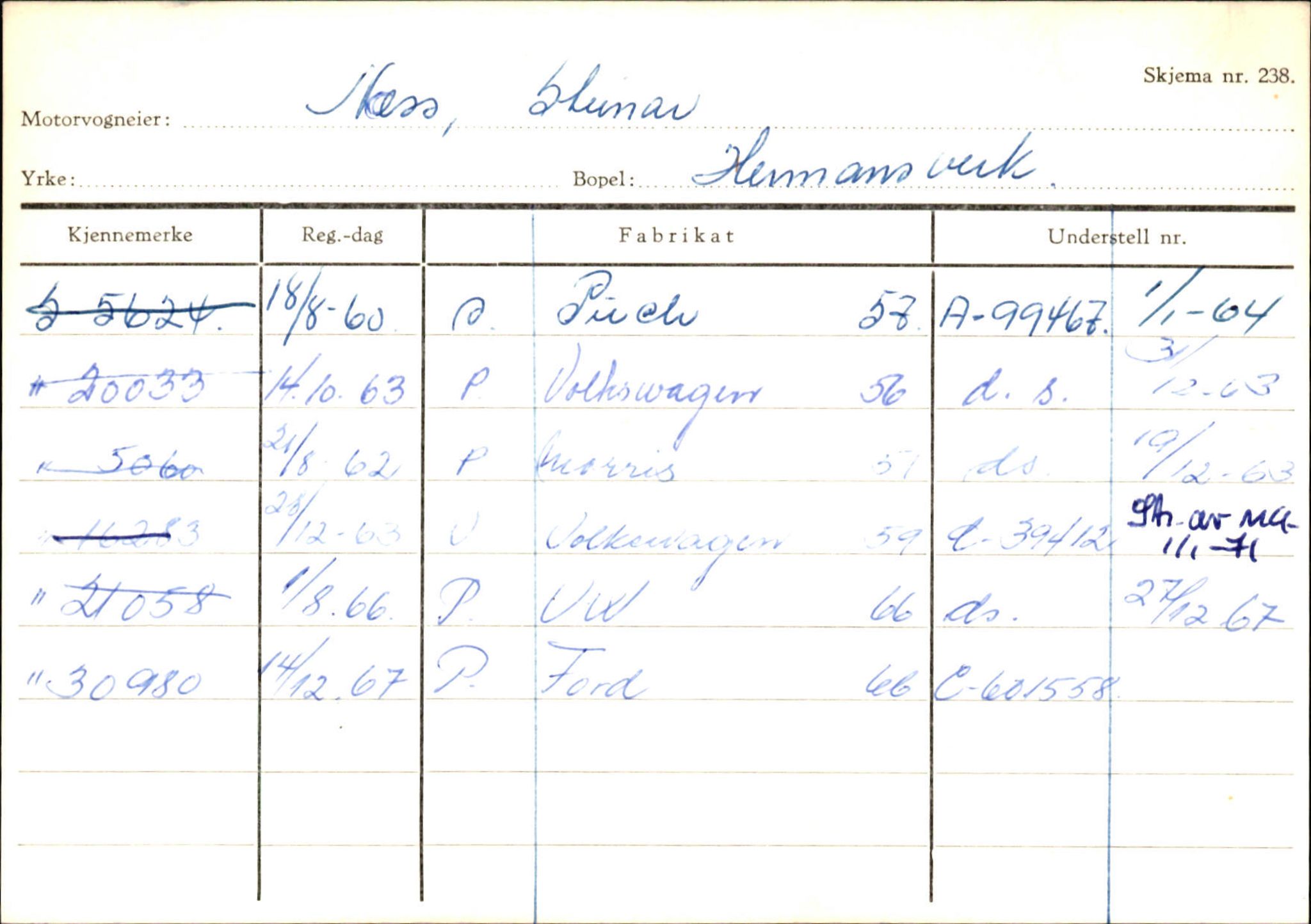 Statens vegvesen, Sogn og Fjordane vegkontor, SAB/A-5301/4/F/L0126: Eigarregister Fjaler M-Å. Leikanger A-Å, 1945-1975, s. 1896