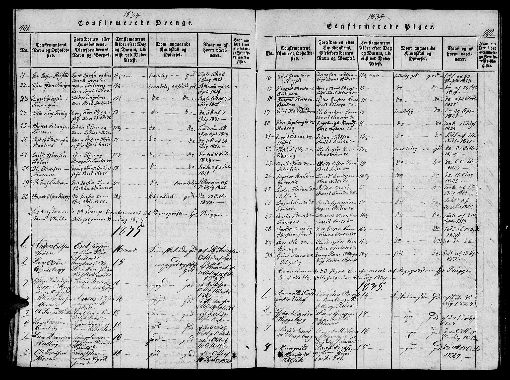 Ministerialprotokoller, klokkerbøker og fødselsregistre - Møre og Romsdal, AV/SAT-A-1454/586/L0990: Klokkerbok nr. 586C01, 1819-1837, s. 491-492