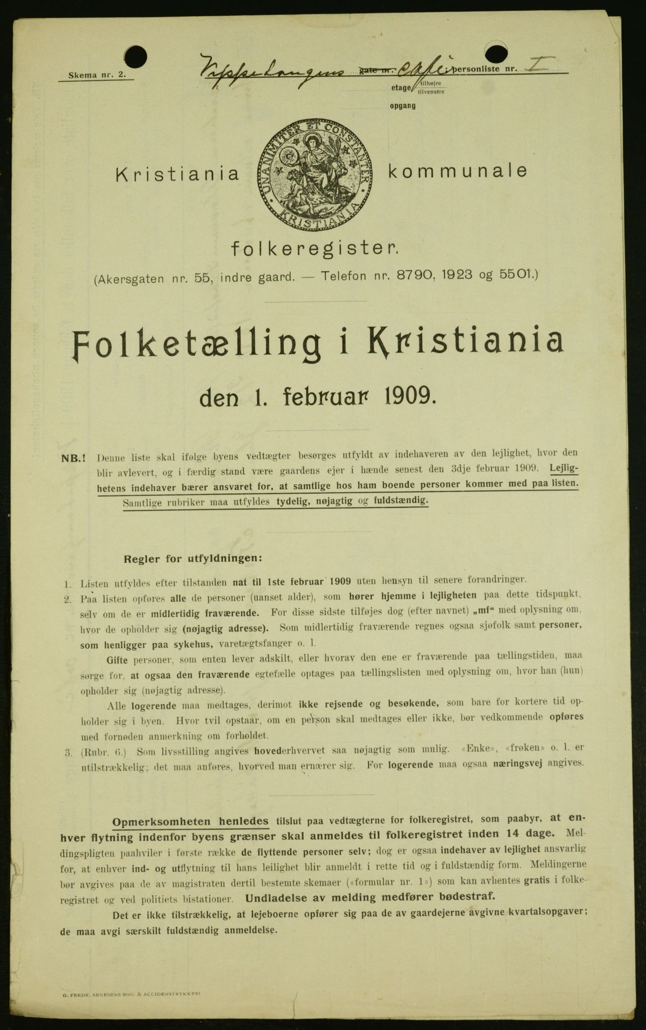 OBA, Kommunal folketelling 1.2.1909 for Kristiania kjøpstad, 1909, s. 21837