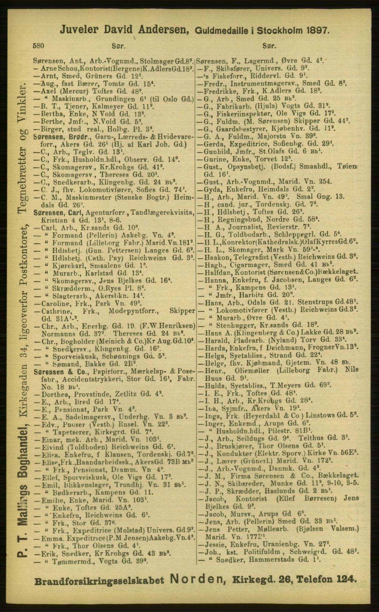 Kristiania/Oslo adressebok, PUBL/-, 1898, s. 580