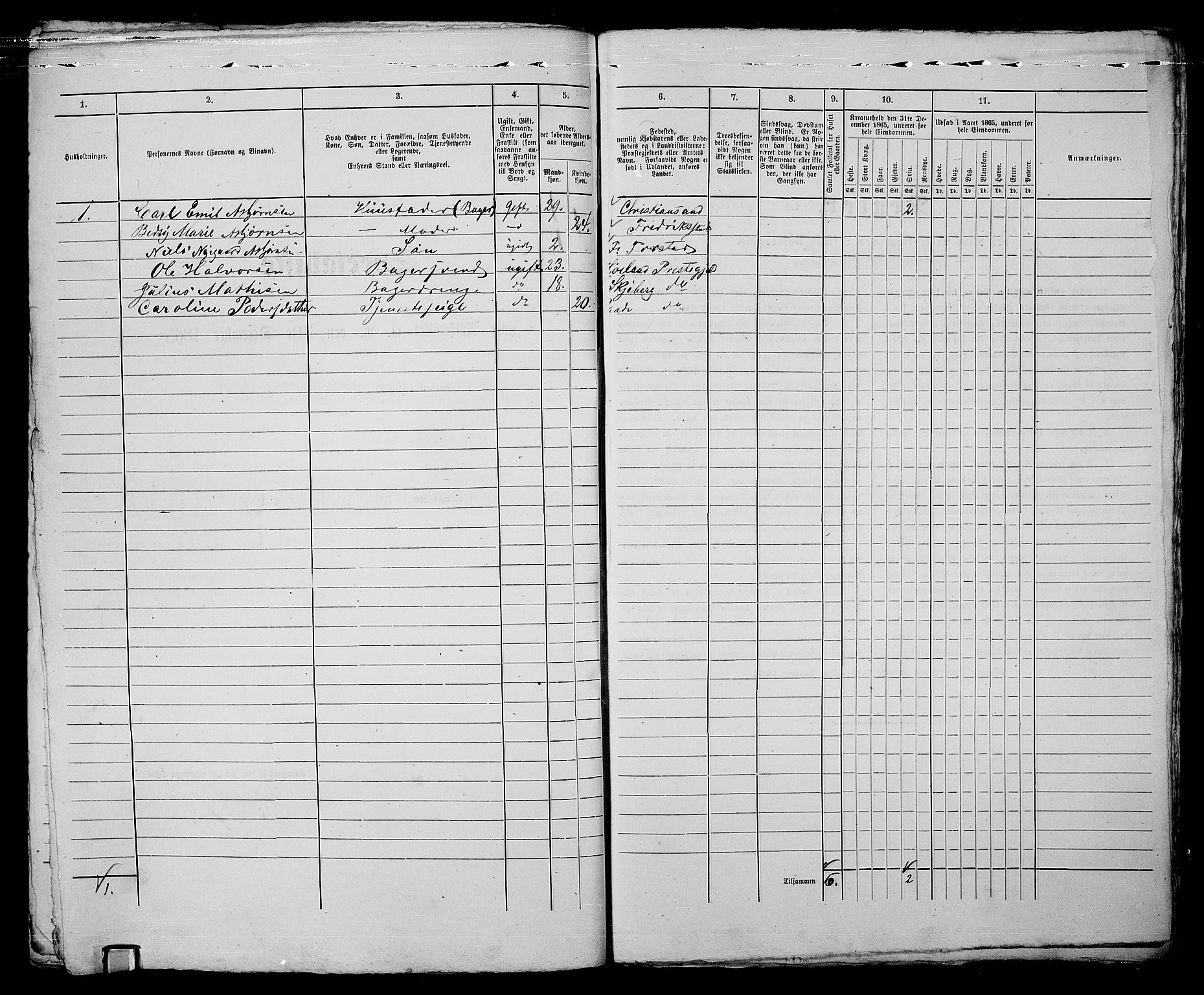 RA, Folketelling 1865 for 0103B Fredrikstad prestegjeld, Fredrikstad kjøpstad, 1865, s. 409