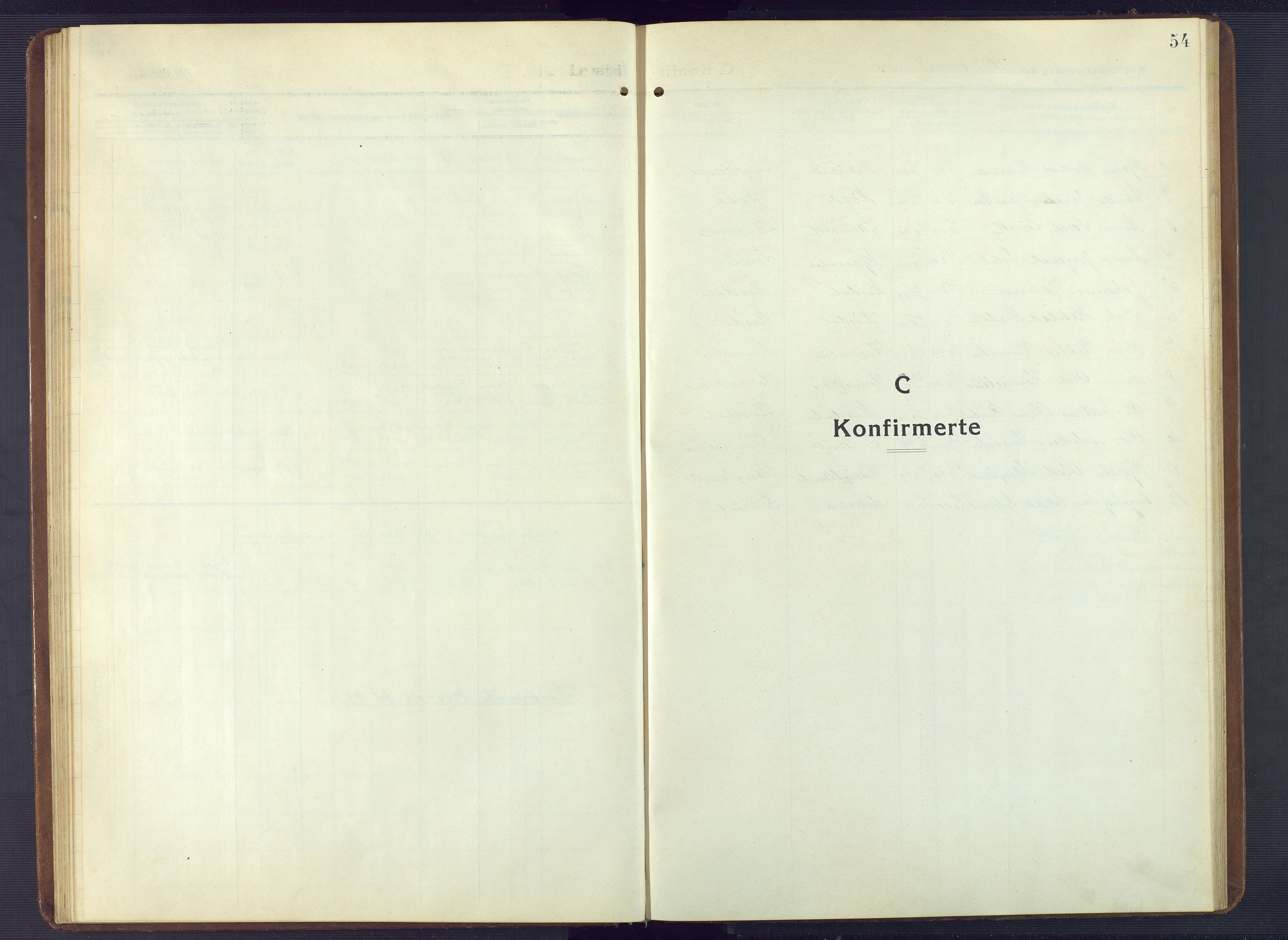 Herefoss sokneprestkontor, SAK/1111-0019/F/Fb/Fbc/L0004: Klokkerbok nr. B 4, 1914-1946, s. 54