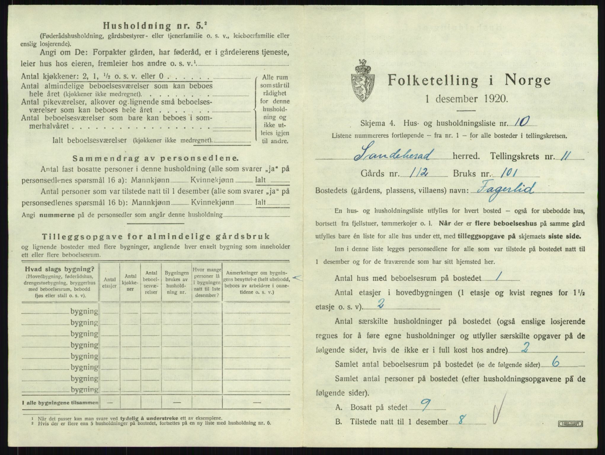 SAKO, Folketelling 1920 for 0724 Sandeherred herred, 1920, s. 2271