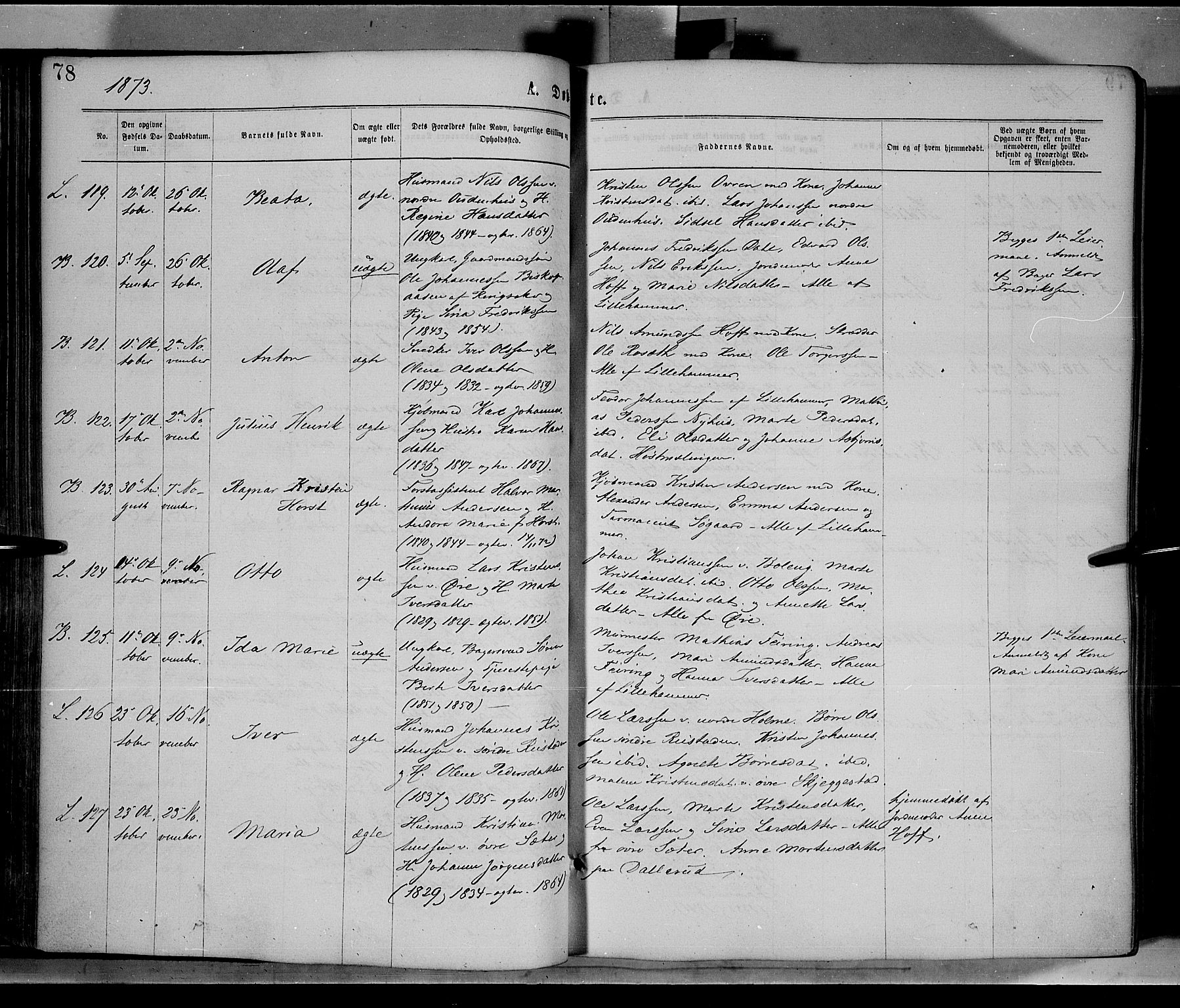 Fåberg prestekontor, AV/SAH-PREST-086/H/Ha/Haa/L0007: Ministerialbok nr. 7, 1868-1878, s. 78
