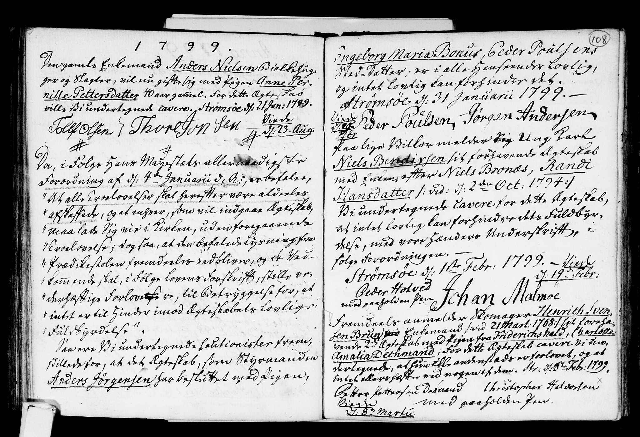 Strømsø kirkebøker, SAKO/A-246/H/Hb/L0001: Forlovererklæringer nr. 1, 1752-1815, s. 108