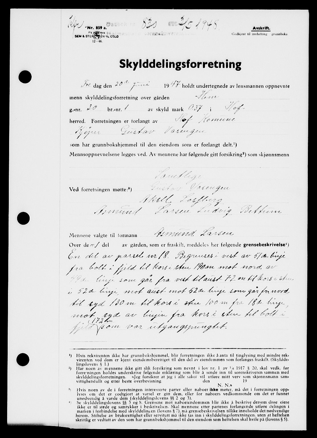 Holmestrand sorenskriveri, SAKO/A-67/G/Ga/Gaa/L0064: Pantebok nr. A-64, 1948-1948, Dagboknr: 830/1948
