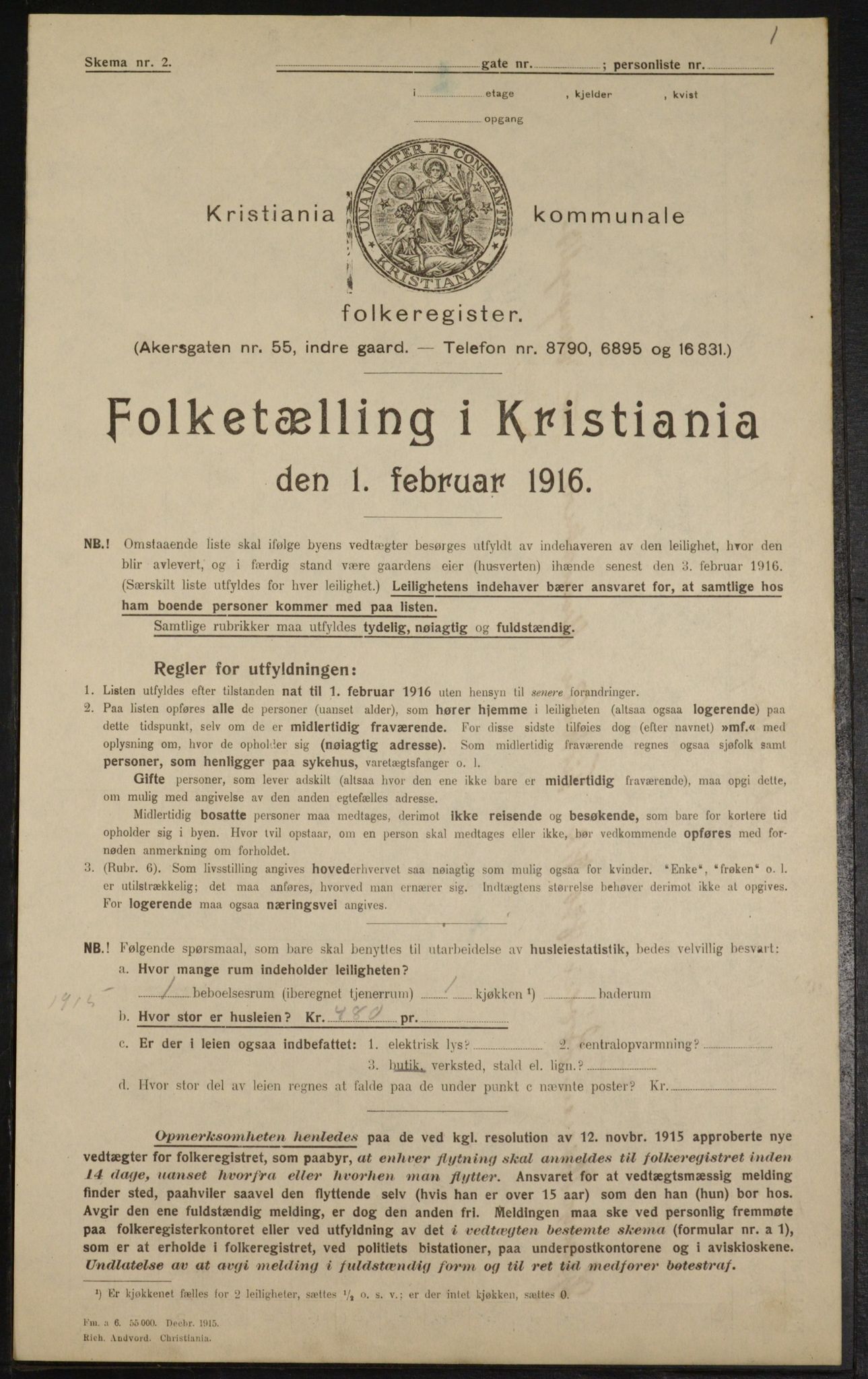 OBA, Kommunal folketelling 1.2.1916 for Kristiania, 1916, s. 11611