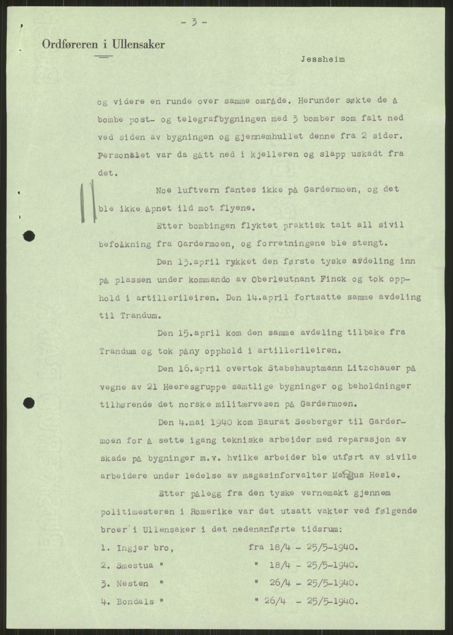 Forsvaret, Forsvarets krigshistoriske avdeling, AV/RA-RAFA-2017/Y/Ya/L0013: II-C-11-31 - Fylkesmenn.  Rapporter om krigsbegivenhetene 1940., 1940, s. 841