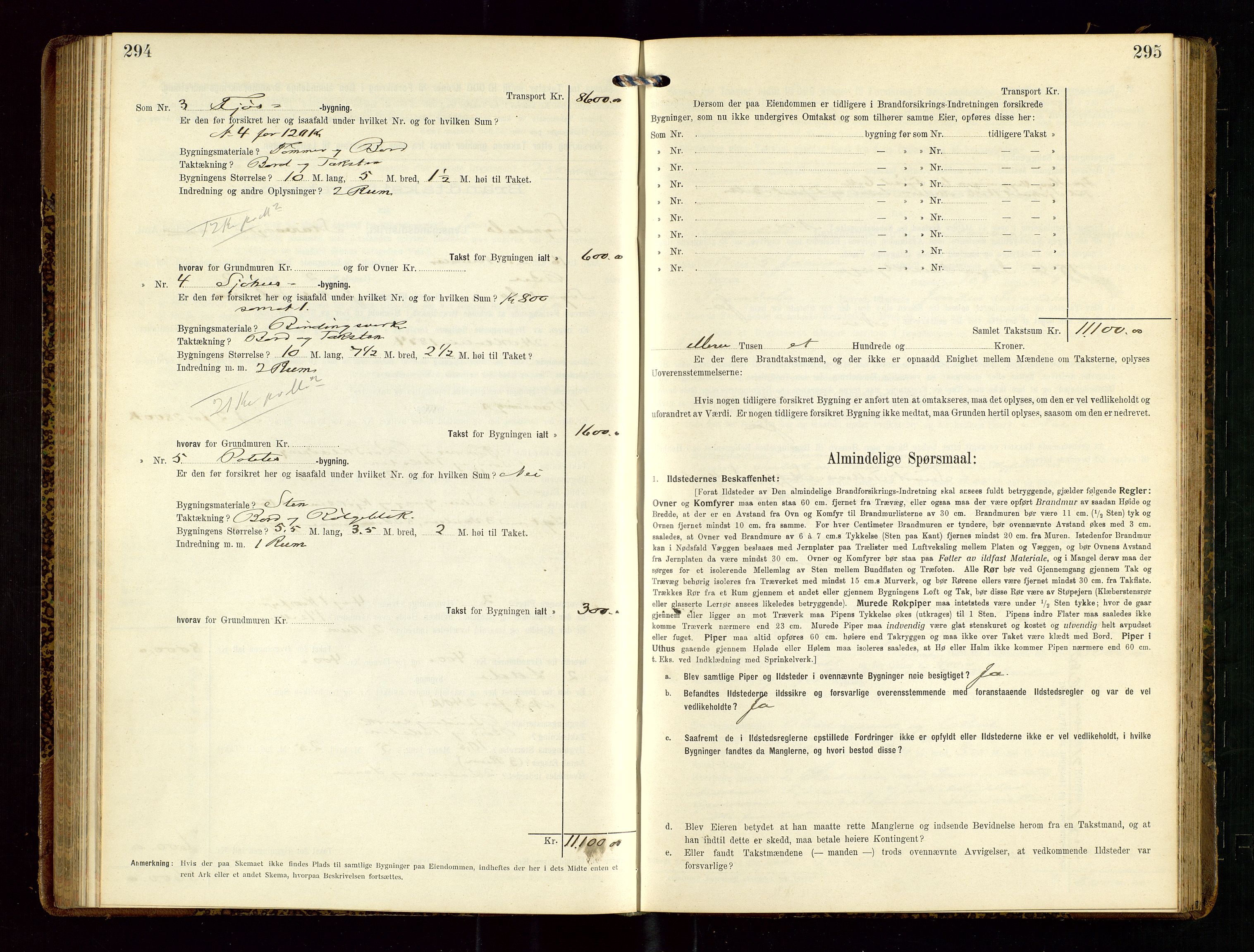 Sokndal lensmannskontor, SAST/A-100417/Gob/L0003: "Brandtakst-Protokol", 1914-1917, s. 294-295