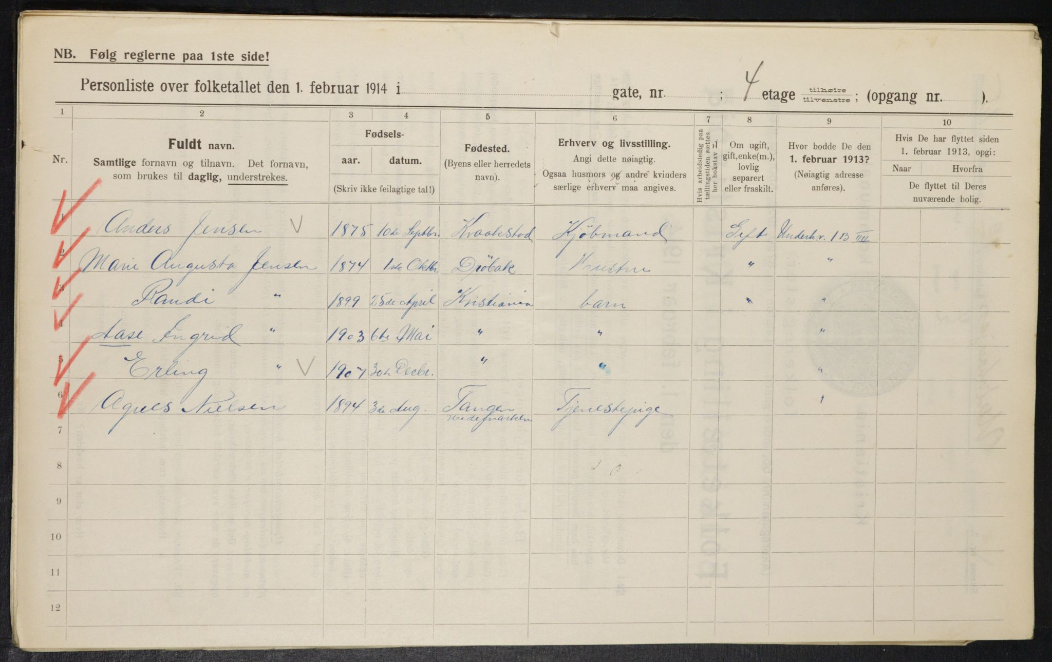 OBA, Kommunal folketelling 1.2.1914 for Kristiania, 1914, s. 120790