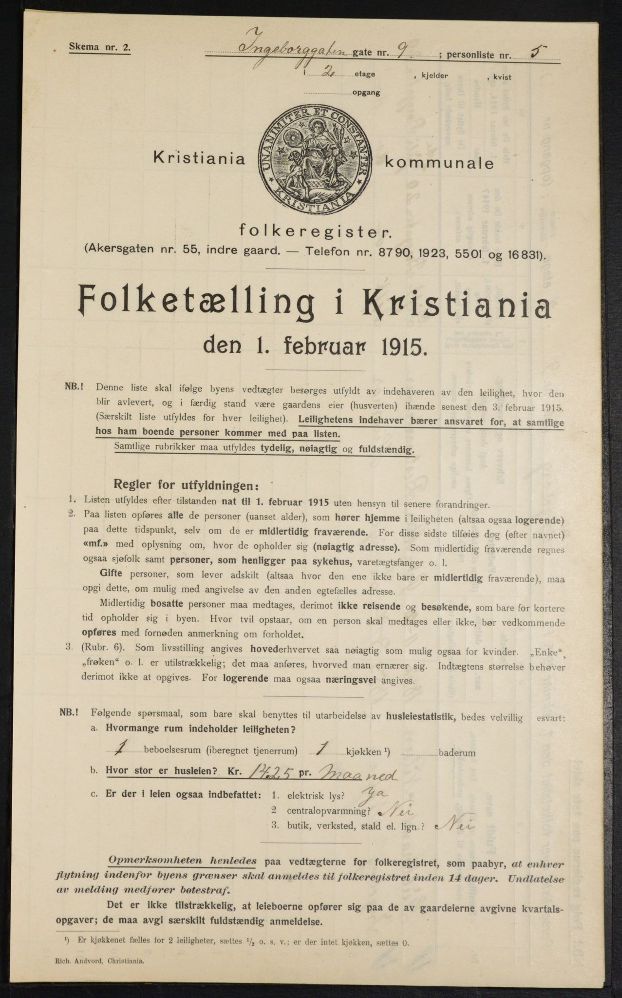 OBA, Kommunal folketelling 1.2.1915 for Kristiania, 1915, s. 43286