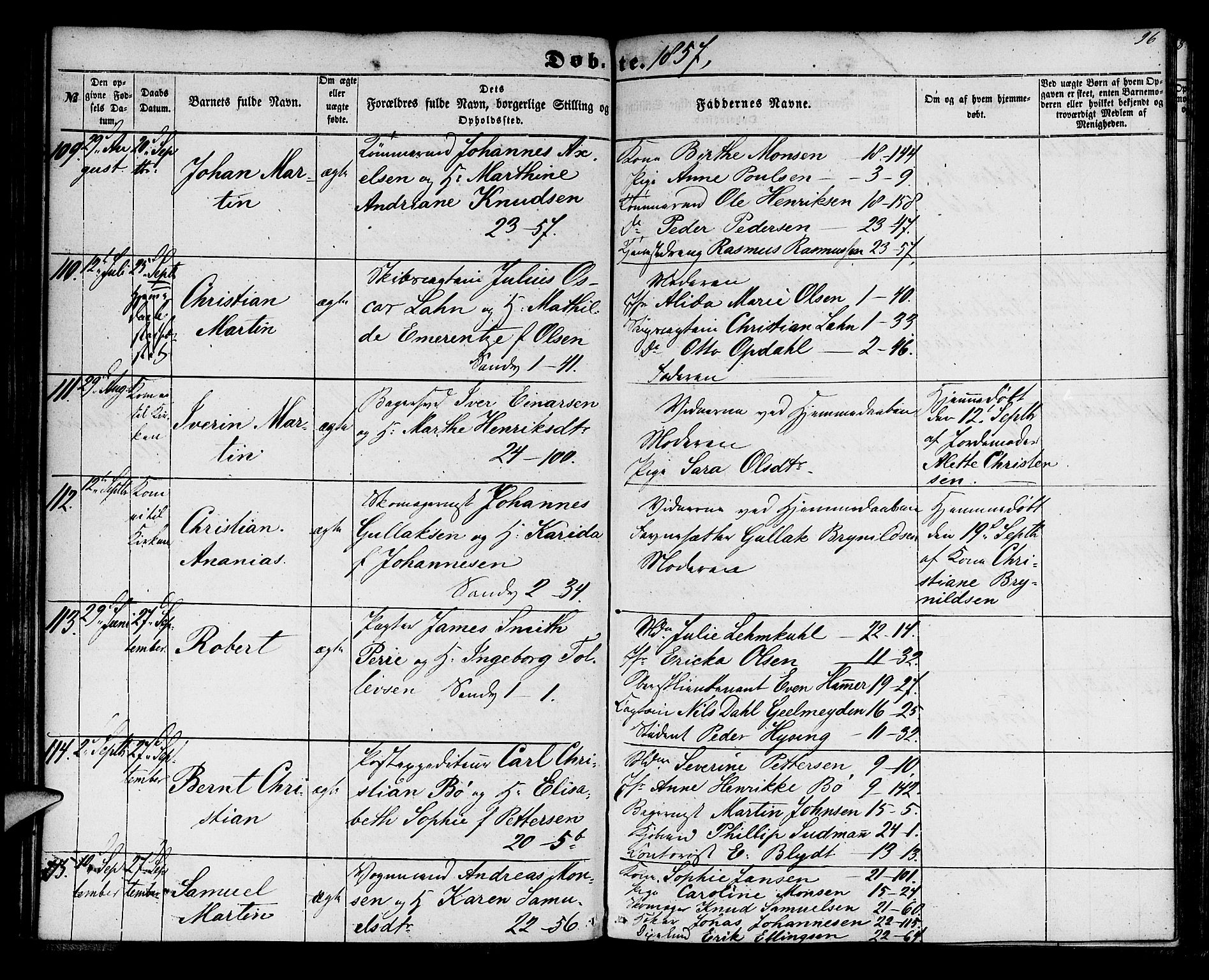 Korskirken sokneprestembete, AV/SAB-A-76101/H/Hab: Klokkerbok nr. B 3, 1853-1858, s. 96