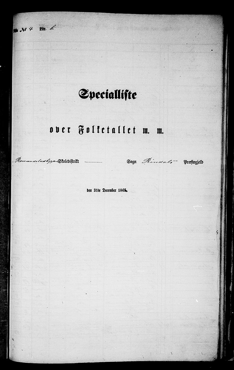 RA, Folketelling 1865 for 1567P Rindal prestegjeld, 1865, s. 81