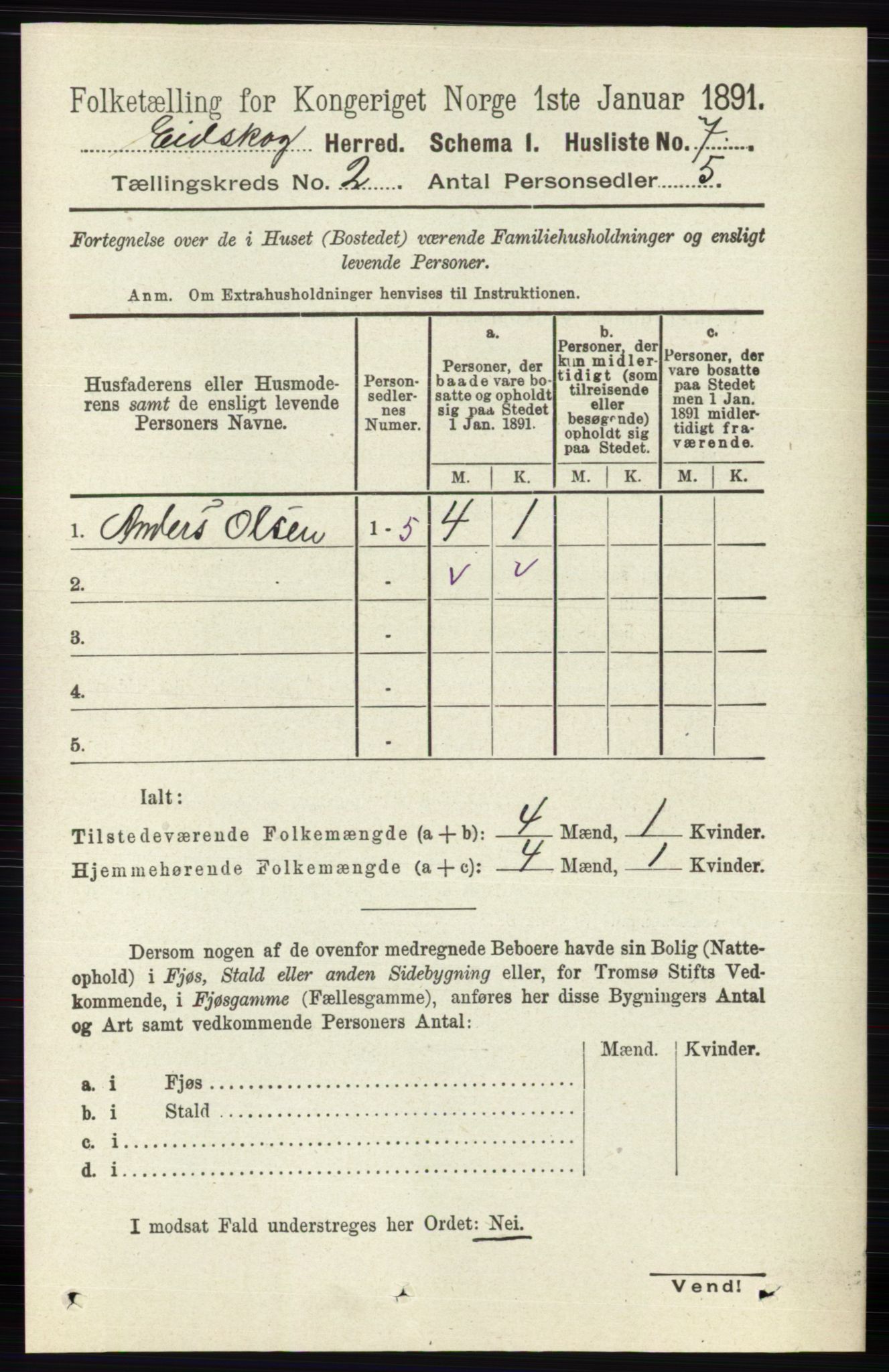 RA, Folketelling 1891 for 0420 Eidskog herred, 1891, s. 436