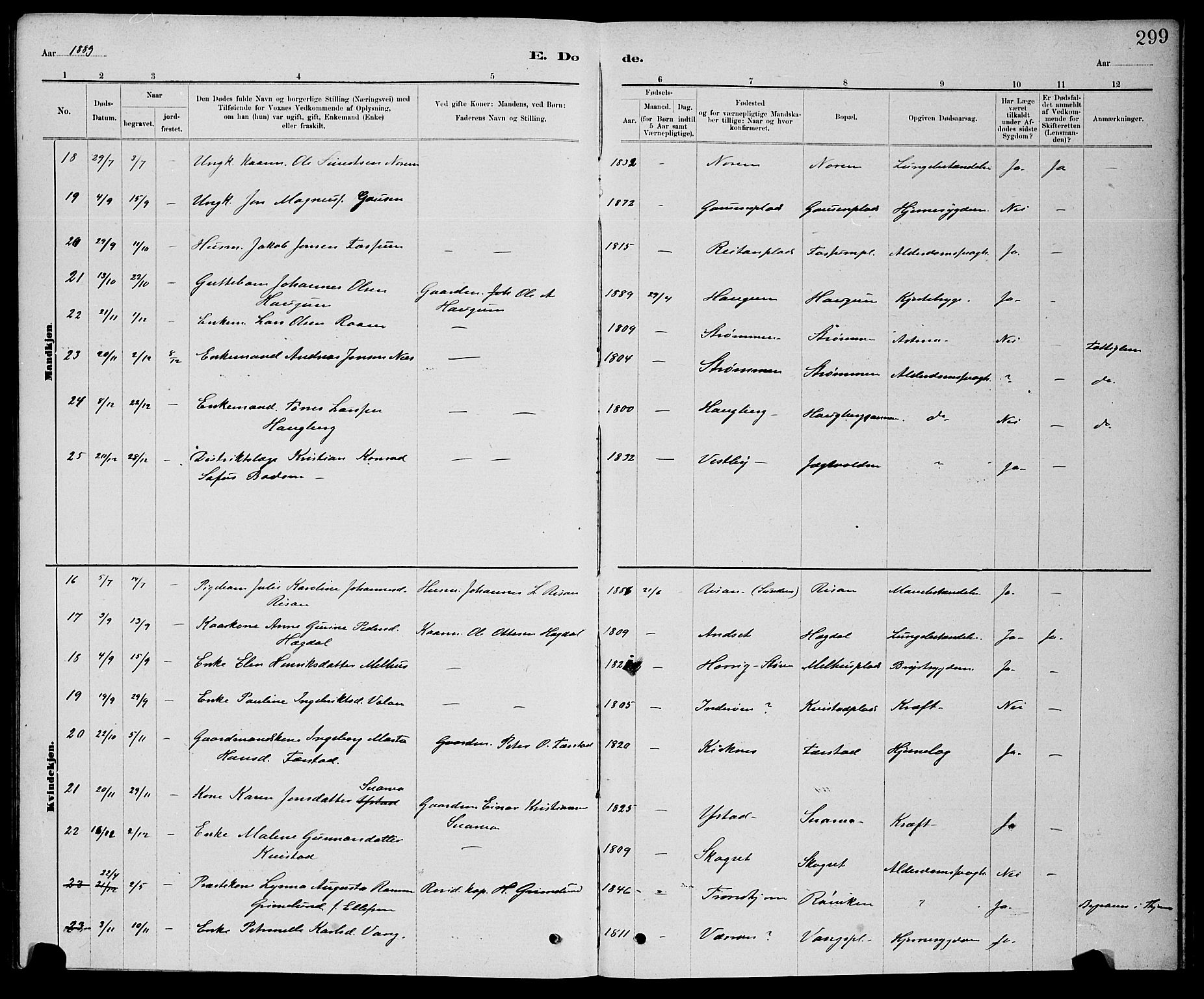 Ministerialprotokoller, klokkerbøker og fødselsregistre - Nord-Trøndelag, SAT/A-1458/730/L0301: Klokkerbok nr. 730C04, 1880-1897, s. 299