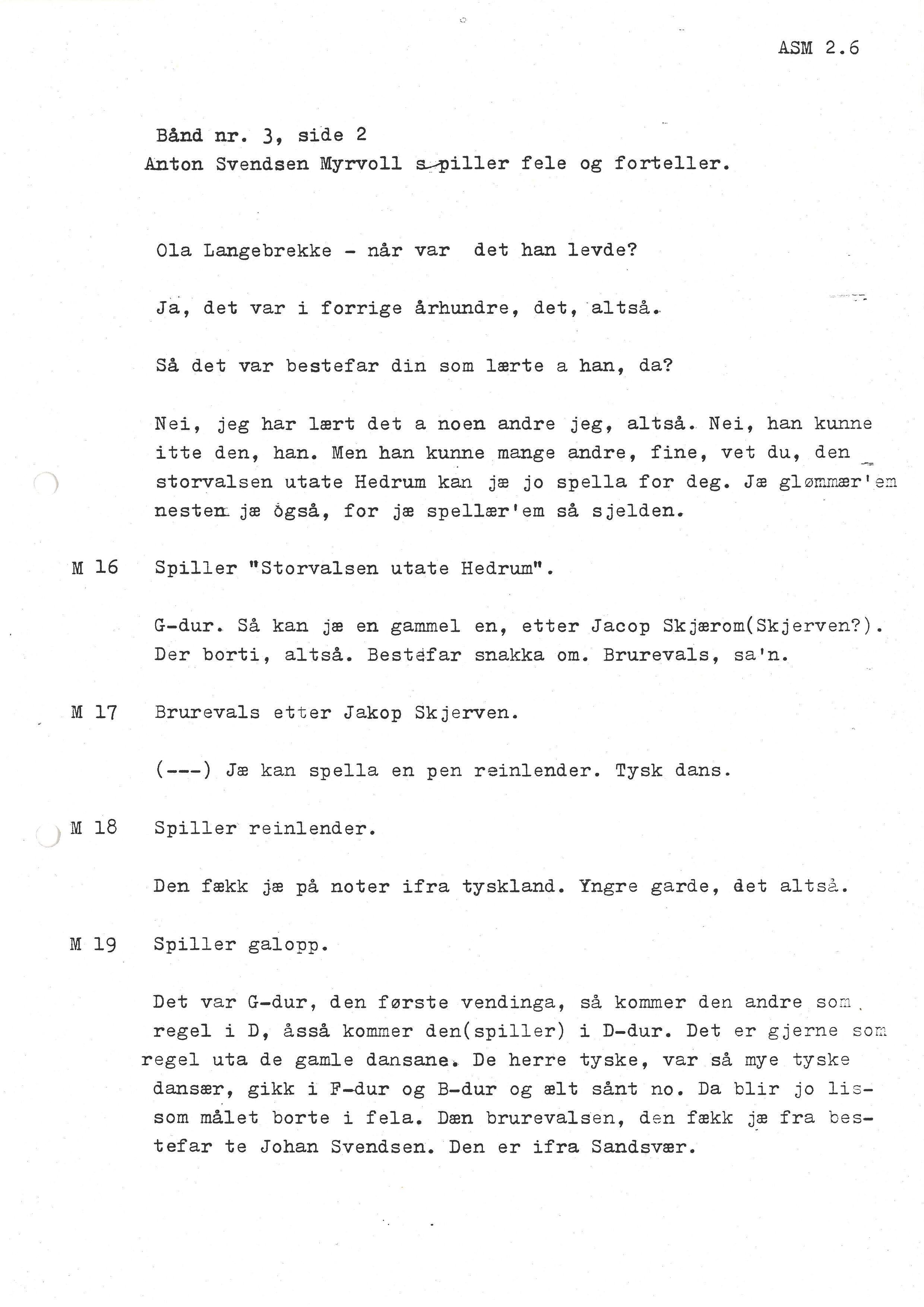 Sa 16 - Folkemusikk fra Vestfold, Gjerdesamlingen, VEMU/A-1868/I/L0001: Informantregister med intervjunedtegnelser, 1979-1986