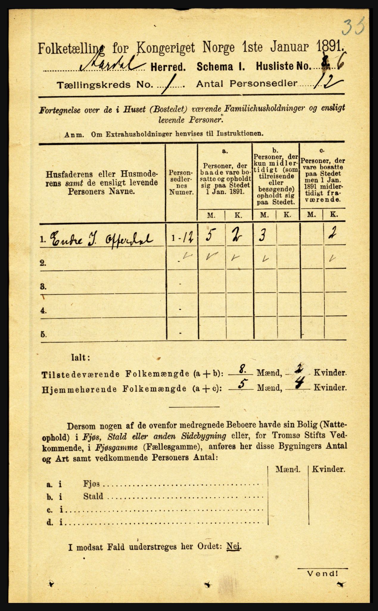 RA, Folketelling 1891 for 1424 Årdal herred, 1891, s. 26