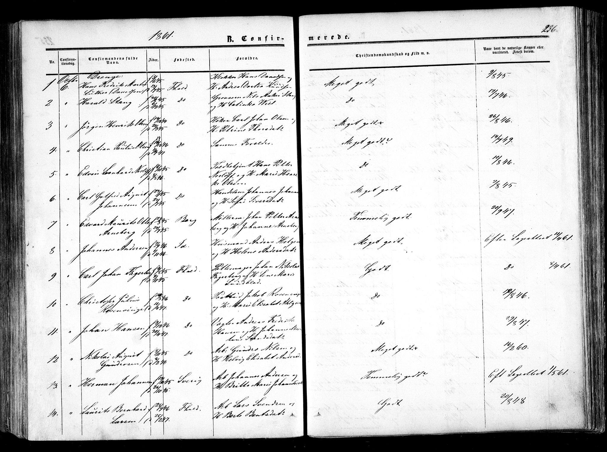 Halden prestekontor Kirkebøker, AV/SAO-A-10909/F/Fa/L0007: Ministerialbok nr. I 7, 1857-1865, s. 236